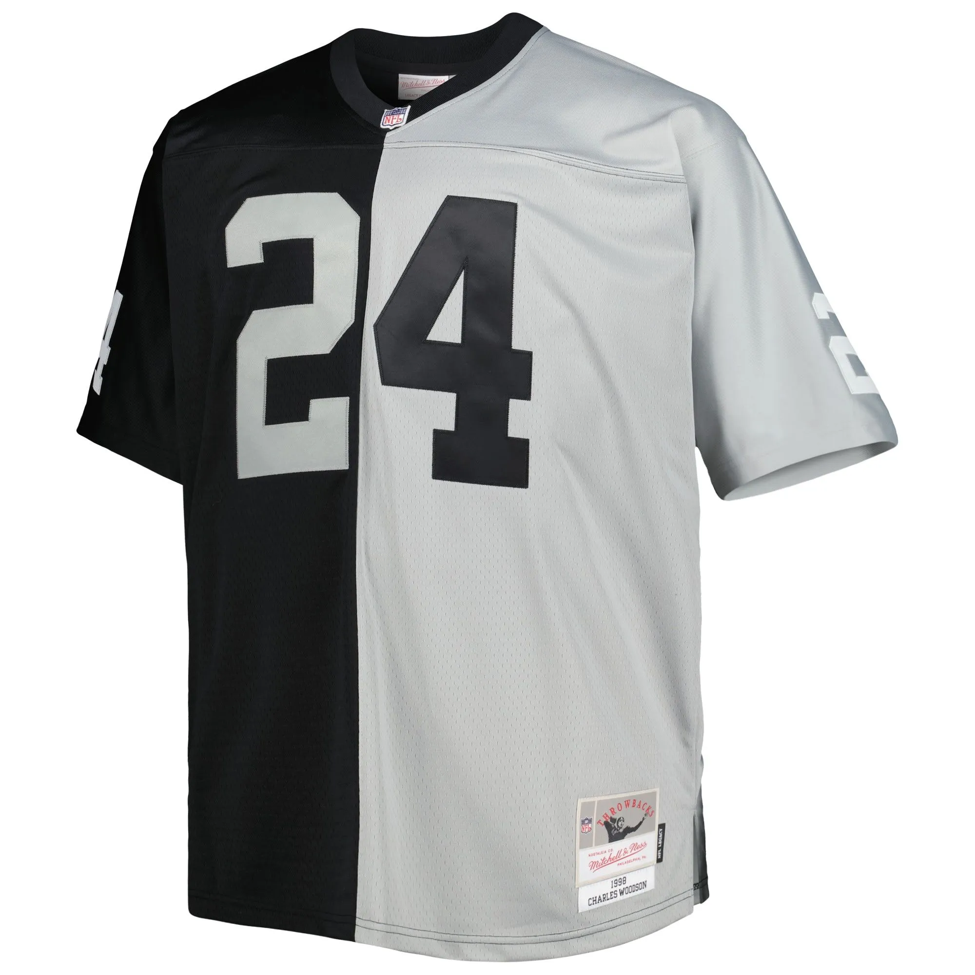 Charles Woodson Las Vegas Raiders Mitchell & Ness Big & Tall Split Legacy Retired Player Replica Jersey - Black/Silver