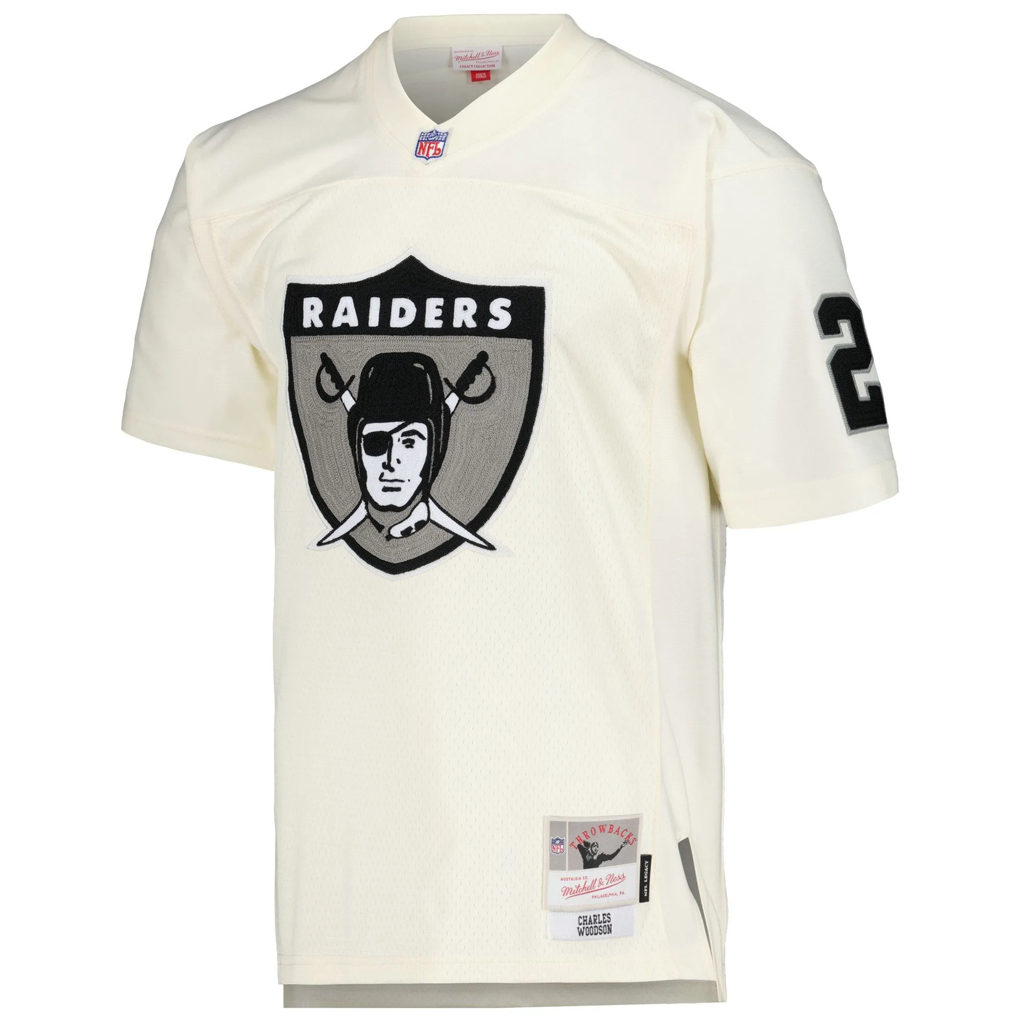 Charles Woodson Las Vegas Raiders Mitchell & Ness Chainstitch Legacy Jersey - Cream