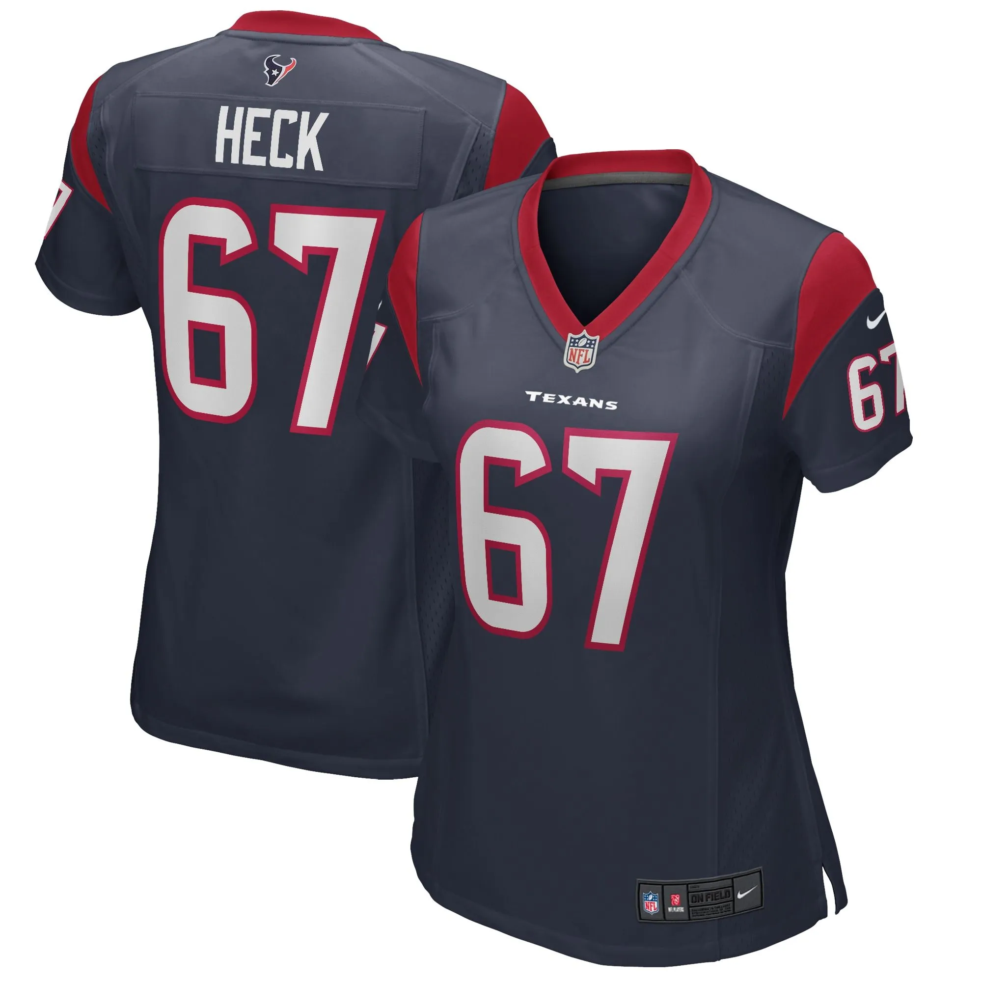 Charlie Heck Houston Texans  Women's Game Jersey - Navy