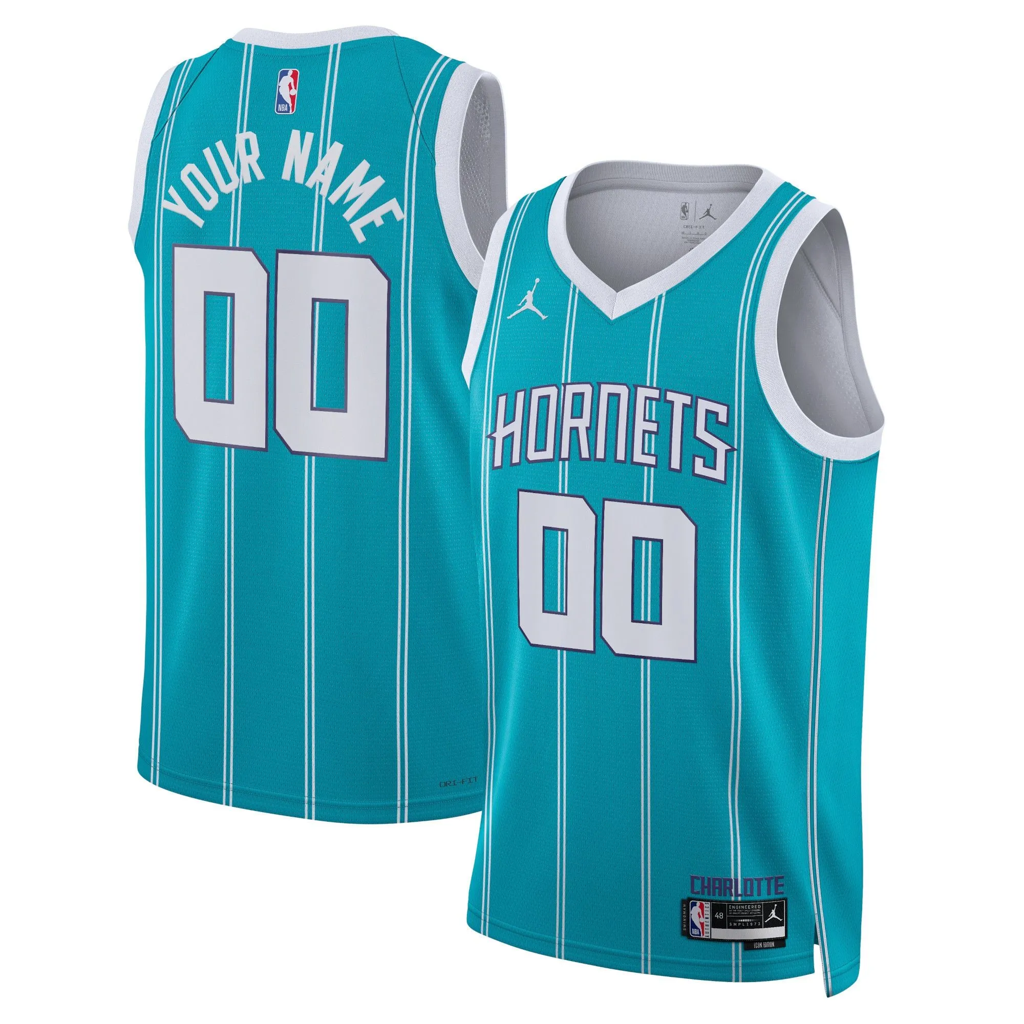 Charlotte Hornets Jordan Brand Unisex Swingman Custom Jersey Teal - Icon Edition