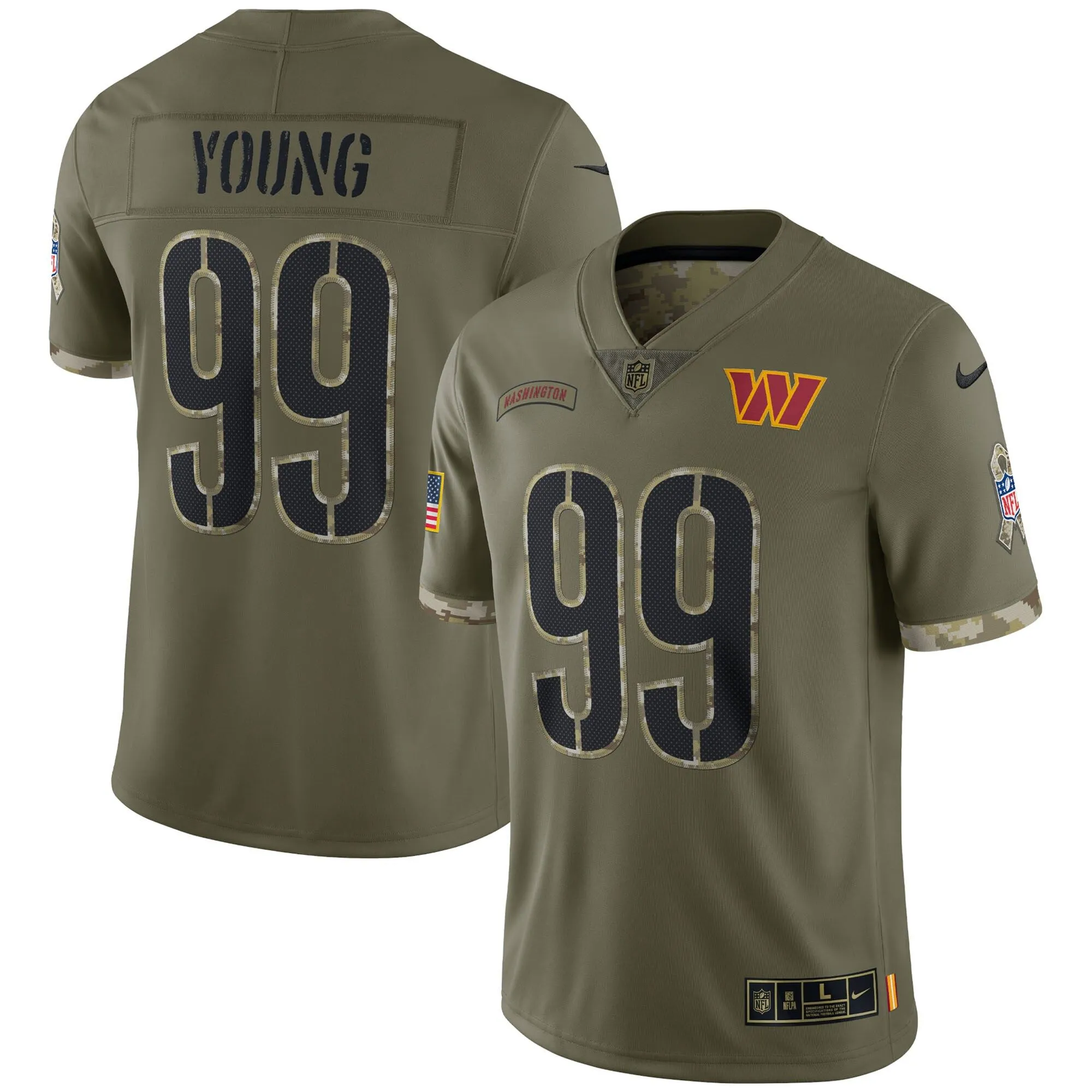 Chase Young Washington Commanders  2022 Salute To Service Limited Jersey - Olive