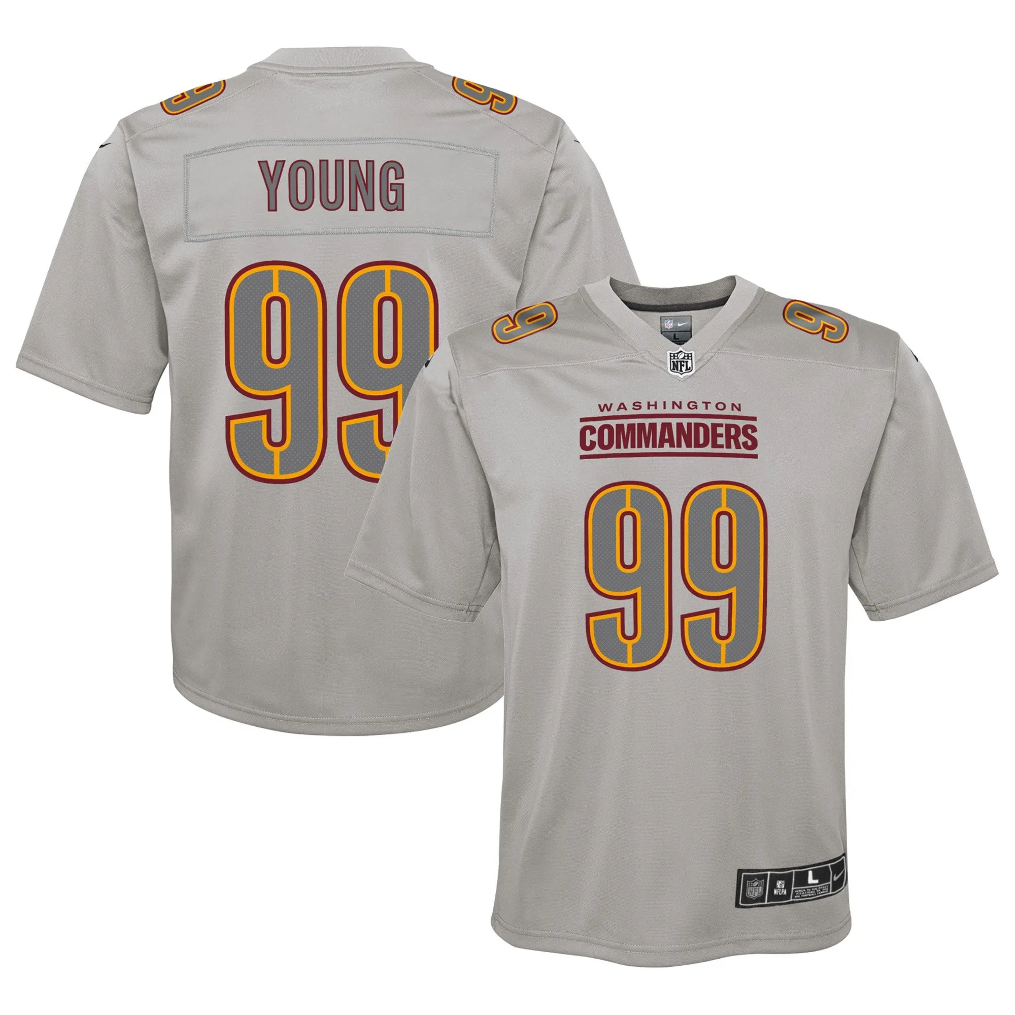 Chase Young Washington Commanders  Youth Atmosphere Fashion Game Jersey - Gray