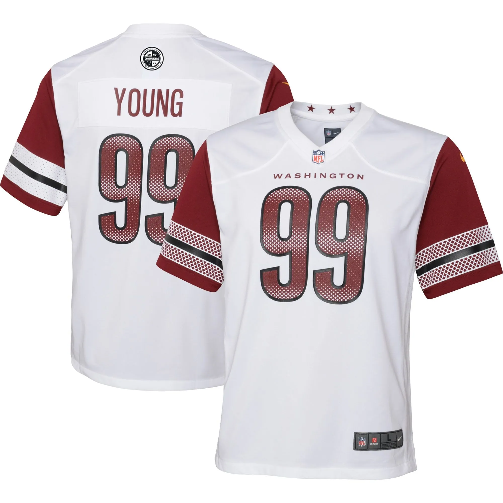 Chase Young Washington Commanders  Youth Game Jersey - White