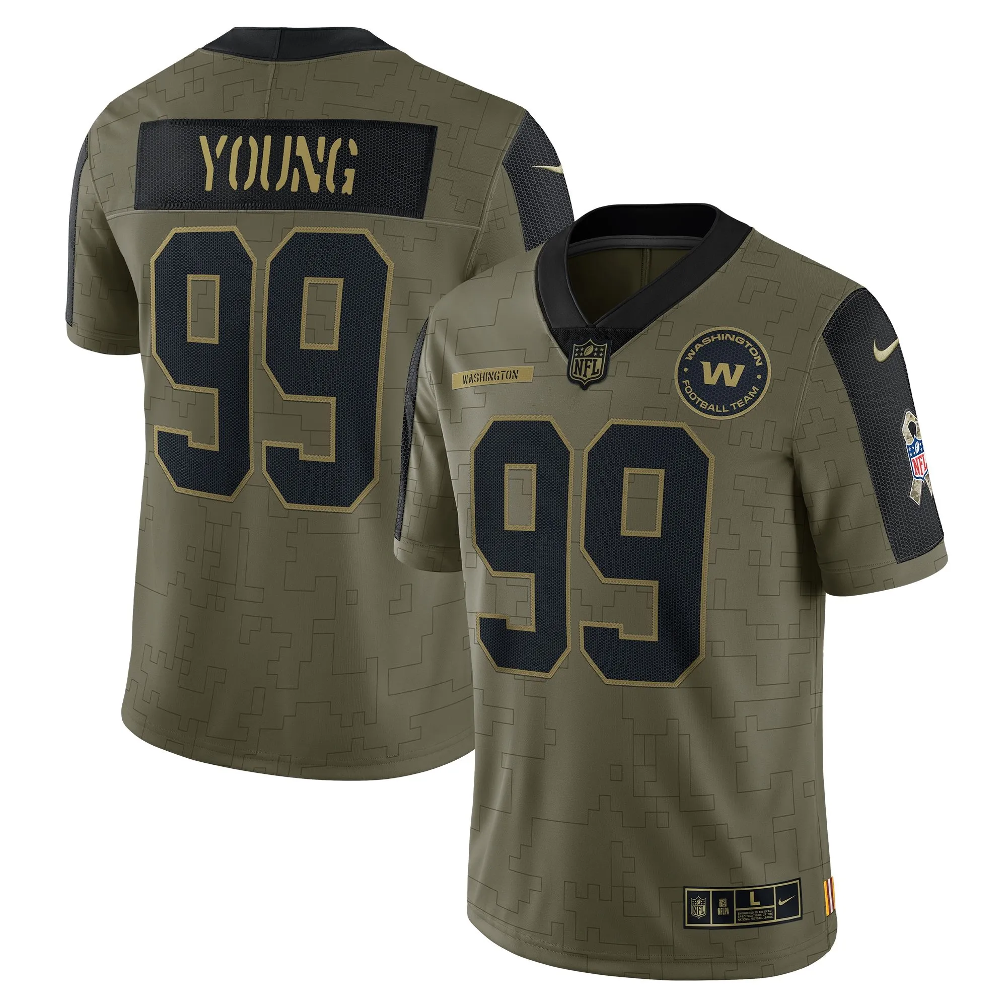 Chase Young Washington Football Team  2021 Salute To Service Limited Player Jersey - Olive