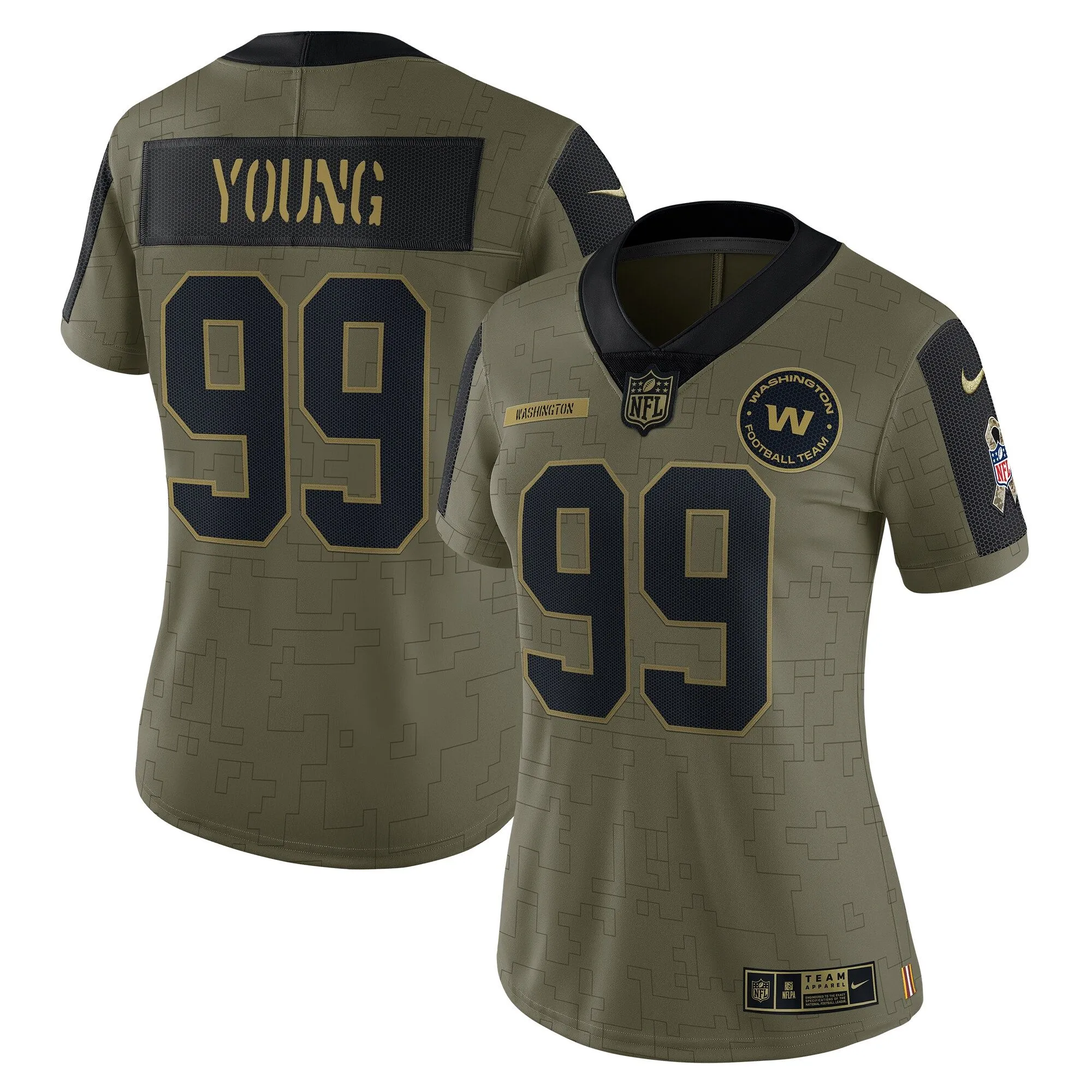 Chase Young Washington Football Team  Women's 2021 Salute To Service Limited Player Jersey - Olive