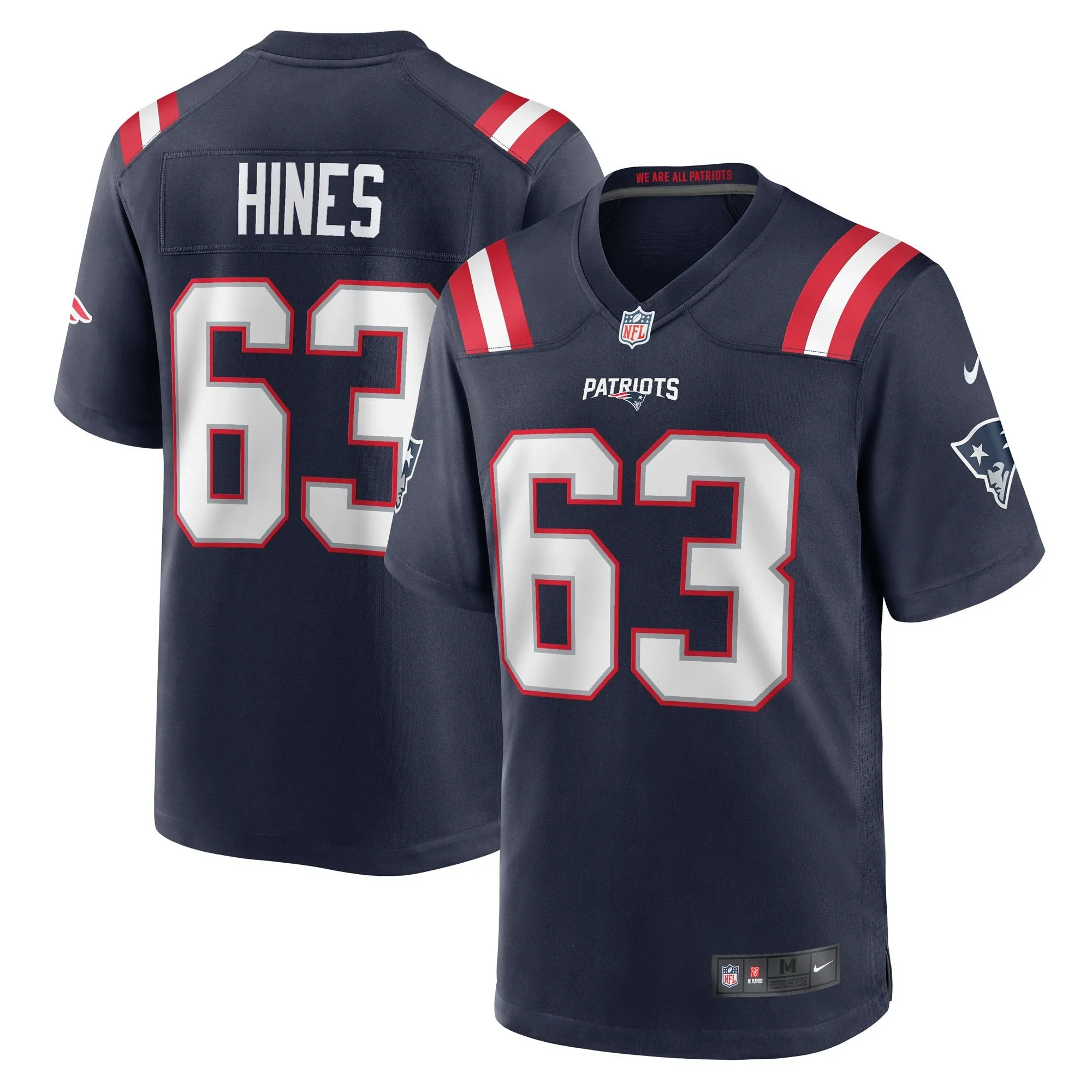 Chasen Hines New England Patriots  Game Player Jersey - Navy