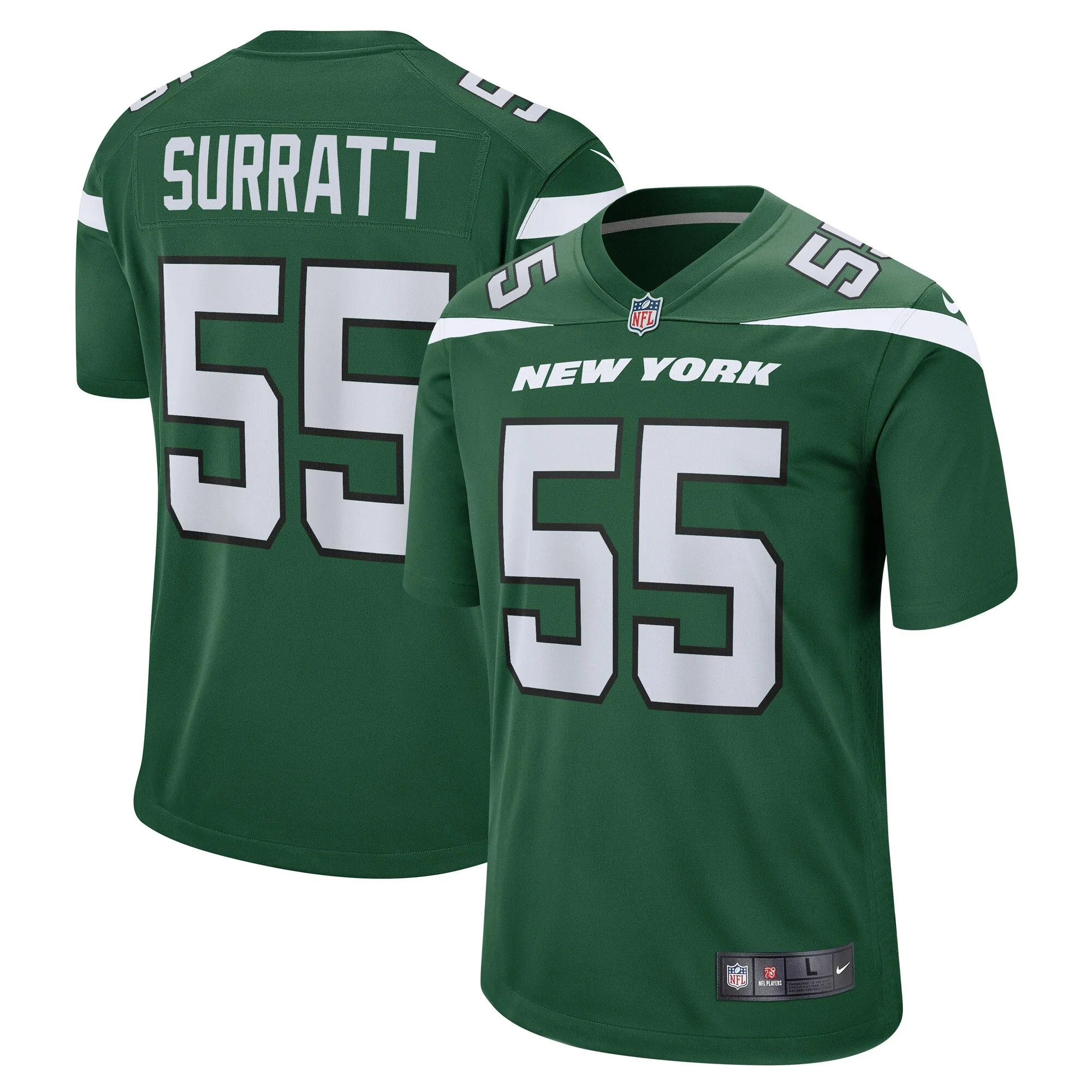 Chazz Surratt New York Jets  Game Player Jersey - Gotham Green