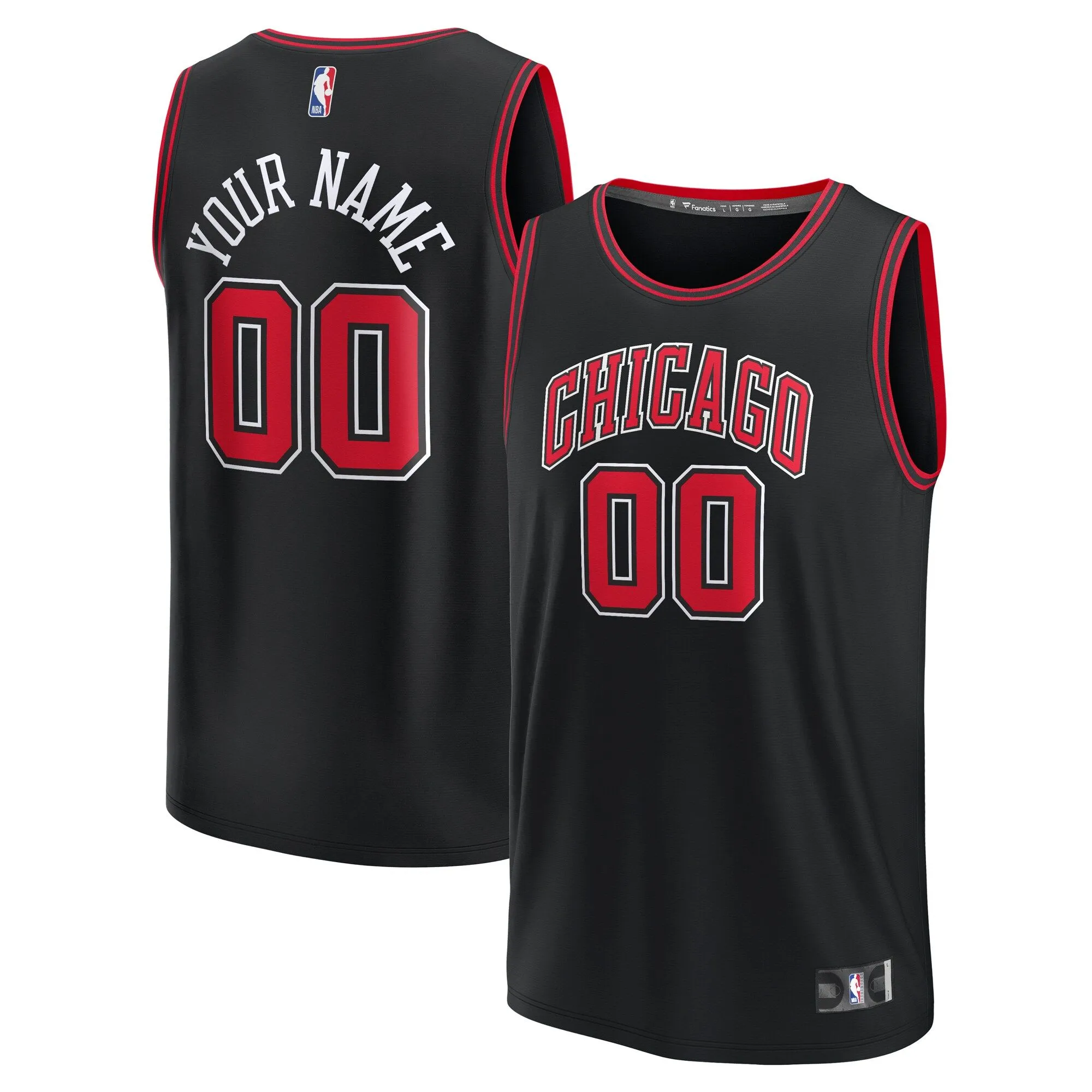 Chicago Bulls Fanatics Branded Youth Fast Break Replica Custom Jersey - Statement Edition - Black