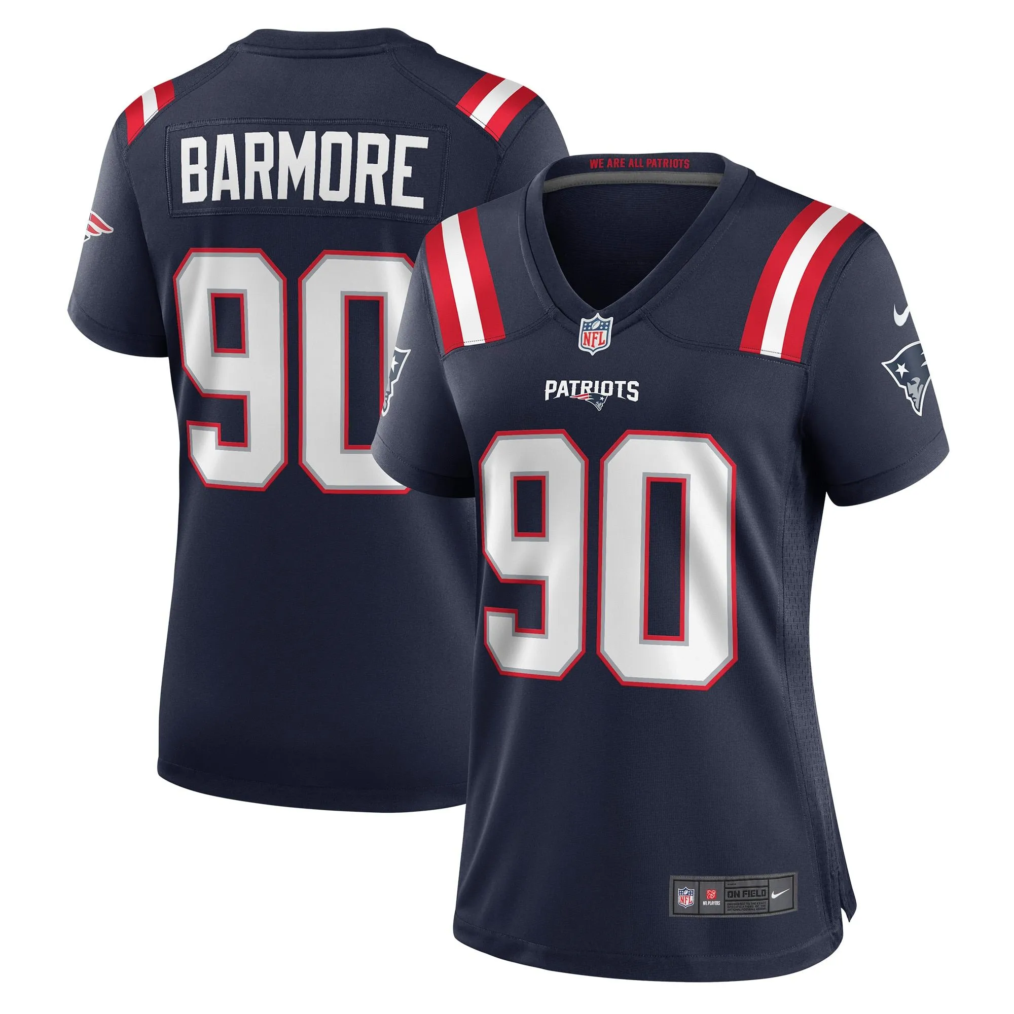 Christian Barmore New England Patriots  Women's Player Game Jersey - Navy