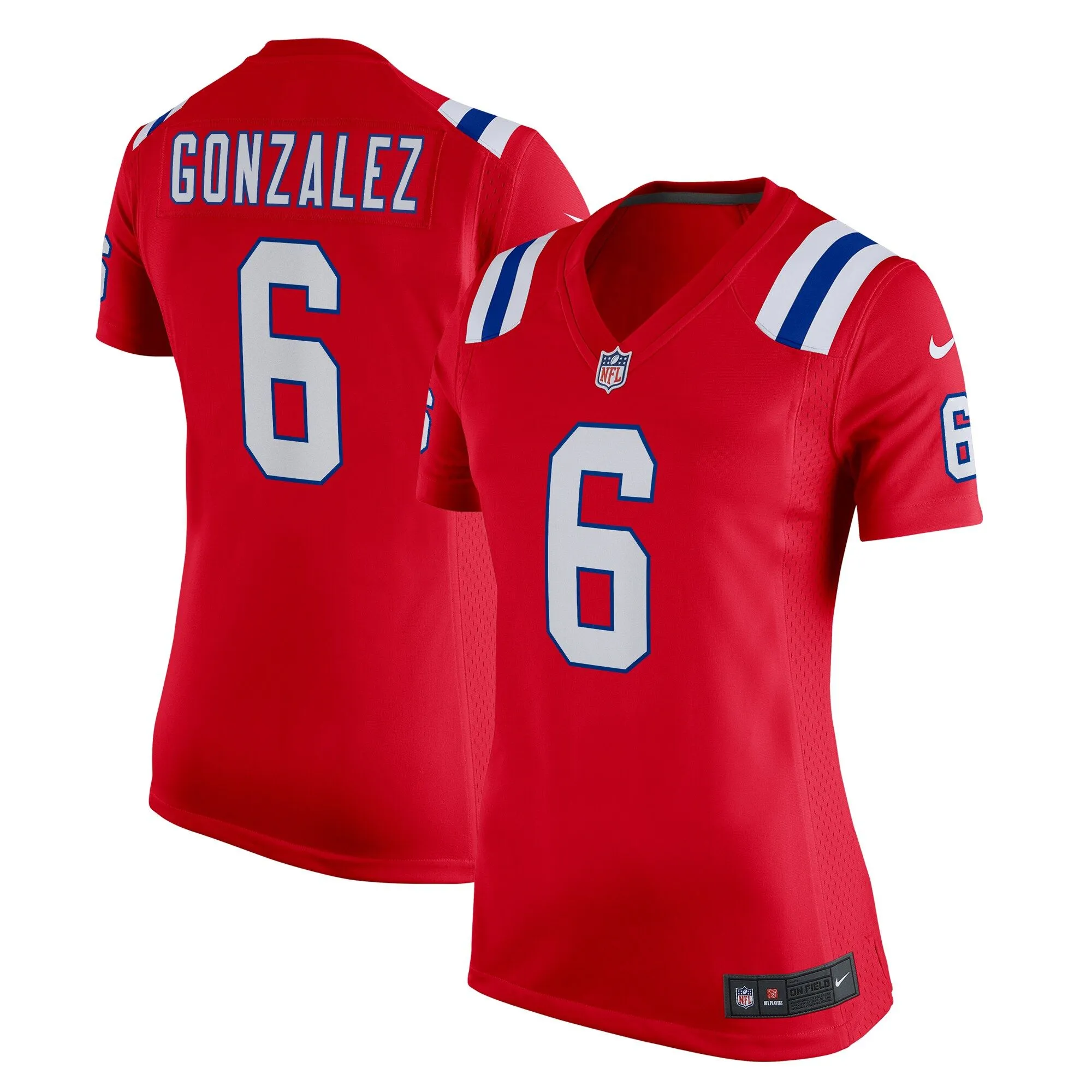 Christian Gonzalez New England Patriots  Women's Alternate Team Game Jersey - Red