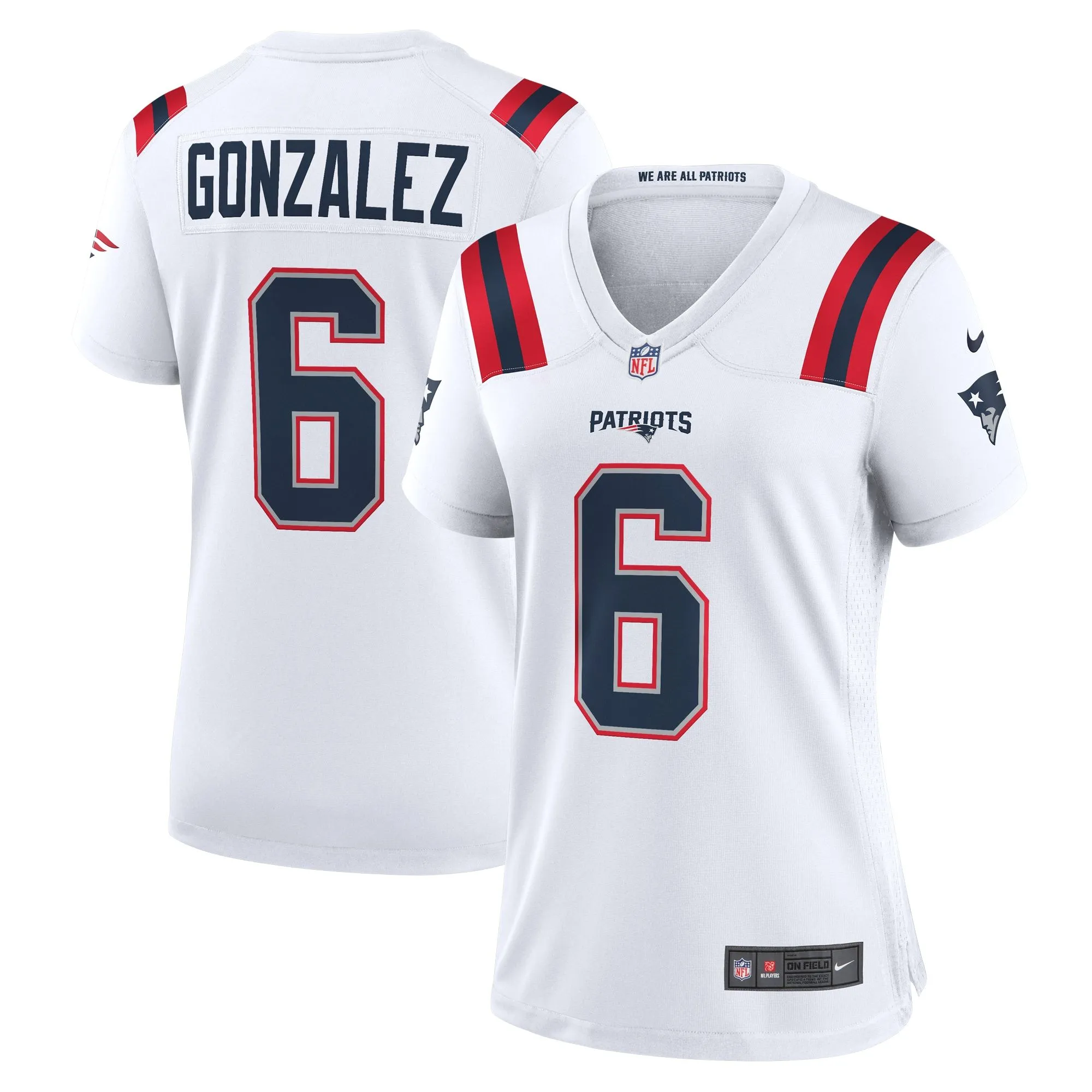 Christian Gonzalez New England Patriots  Women's  Game Jersey -  White