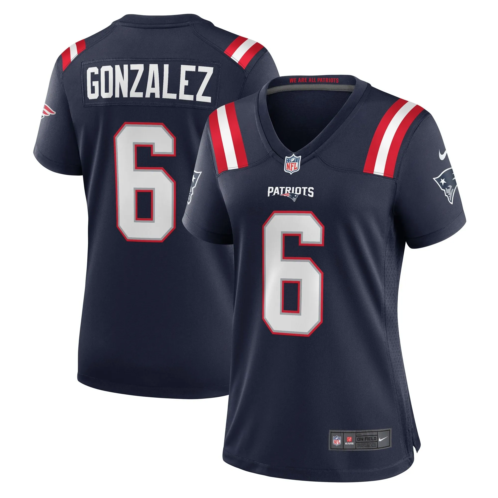 Christian Gonzalez New England Patriots  Women's Team Game Jersey -  Navy