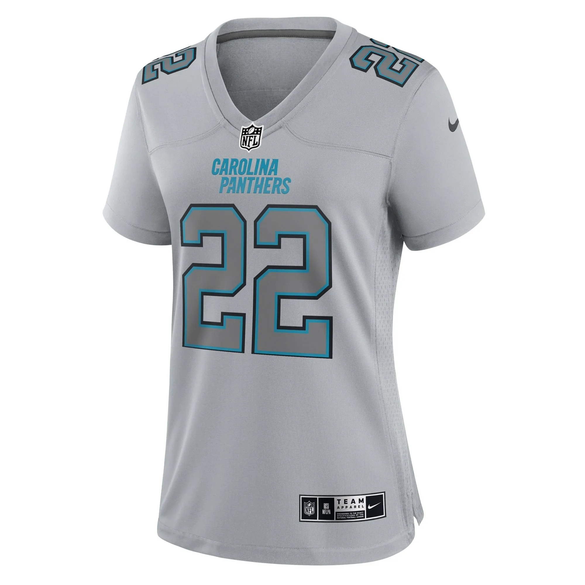 Christian McCaffrey Carolina Panthers  Women's Atmosphere Fashion Game Jersey - Gray