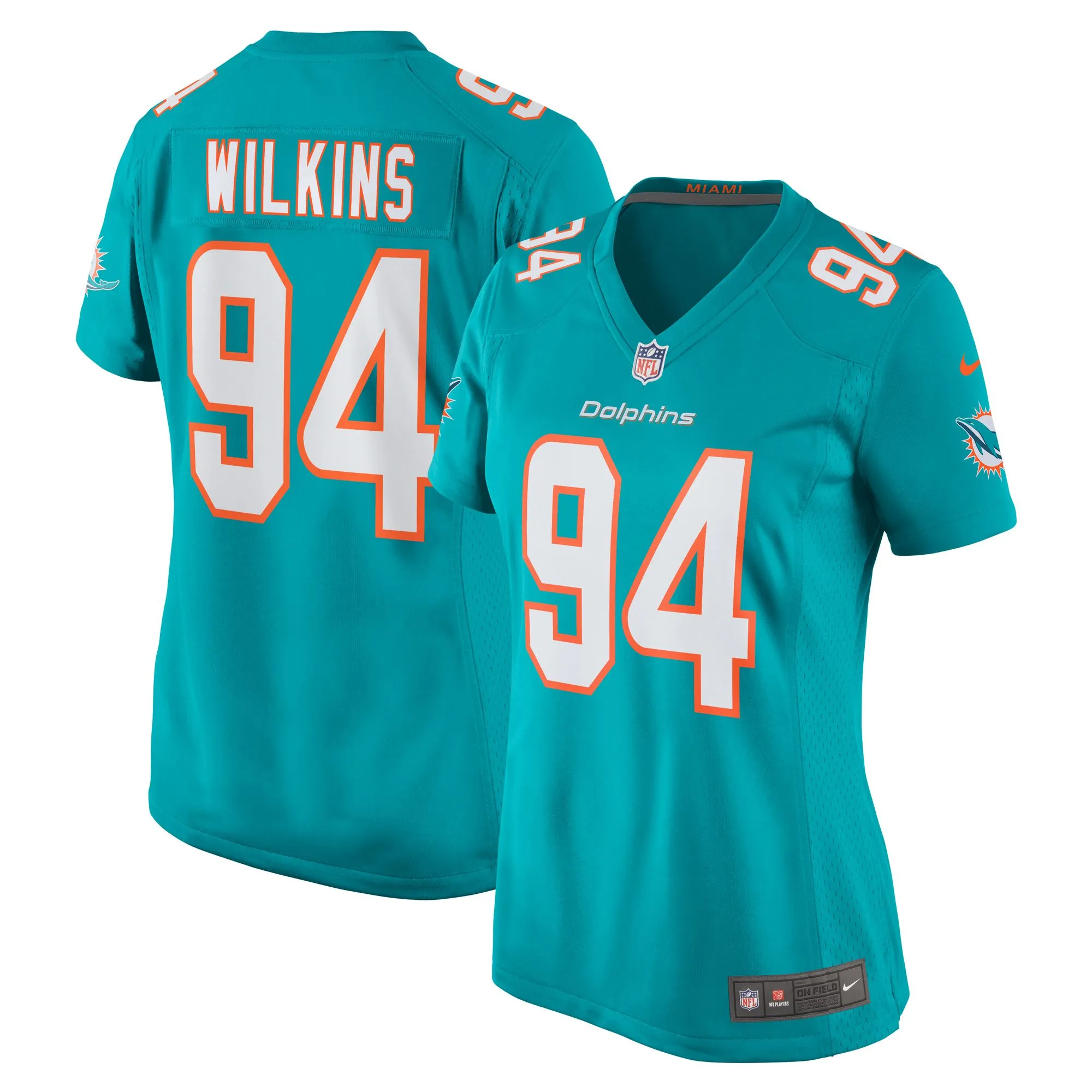 Christian Wilkins Miami Dolphins  Women's Team Game Jersey -  Aqua