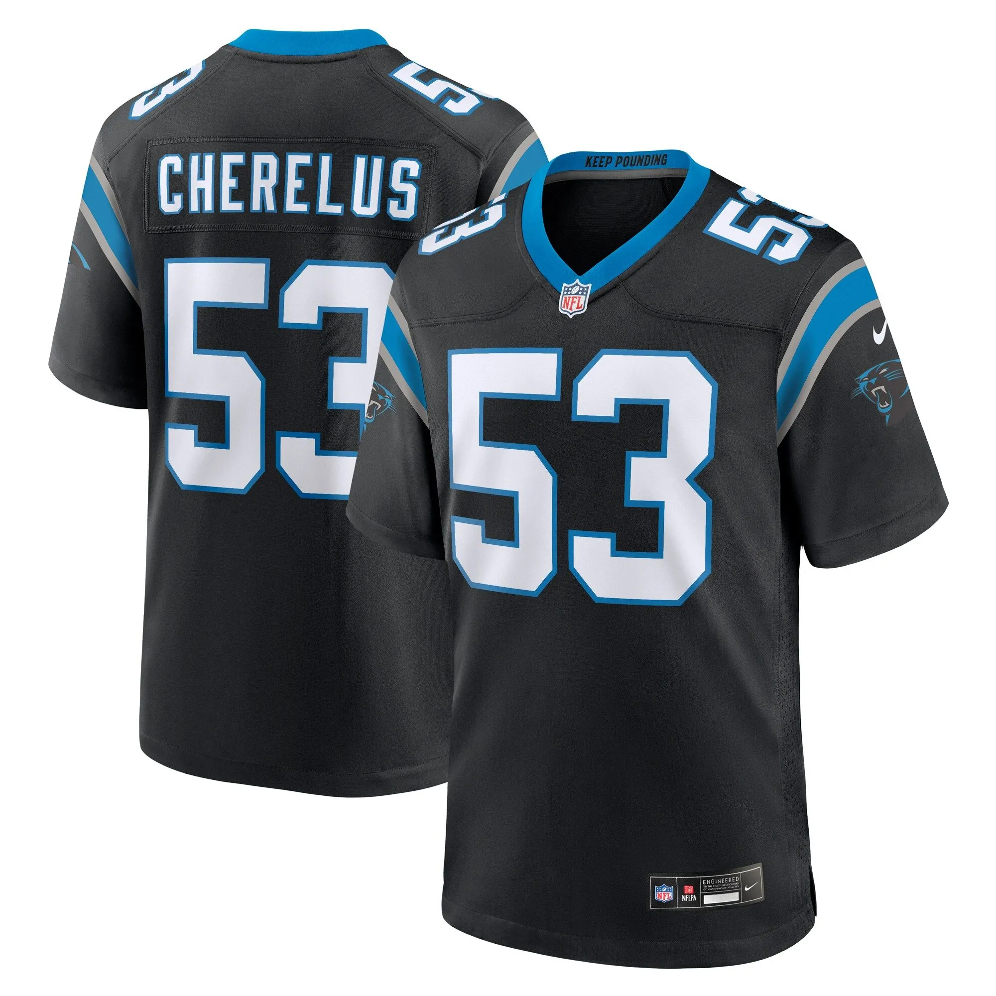 Claudin Cherelus Carolina Panthers  Team Game Jersey -  Black