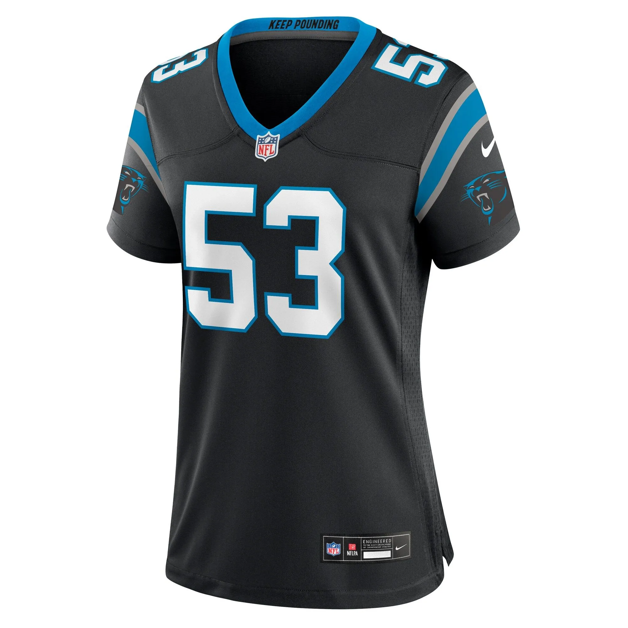 Claudin Cherelus Carolina Panthers  Women's Team Game Jersey -  Black