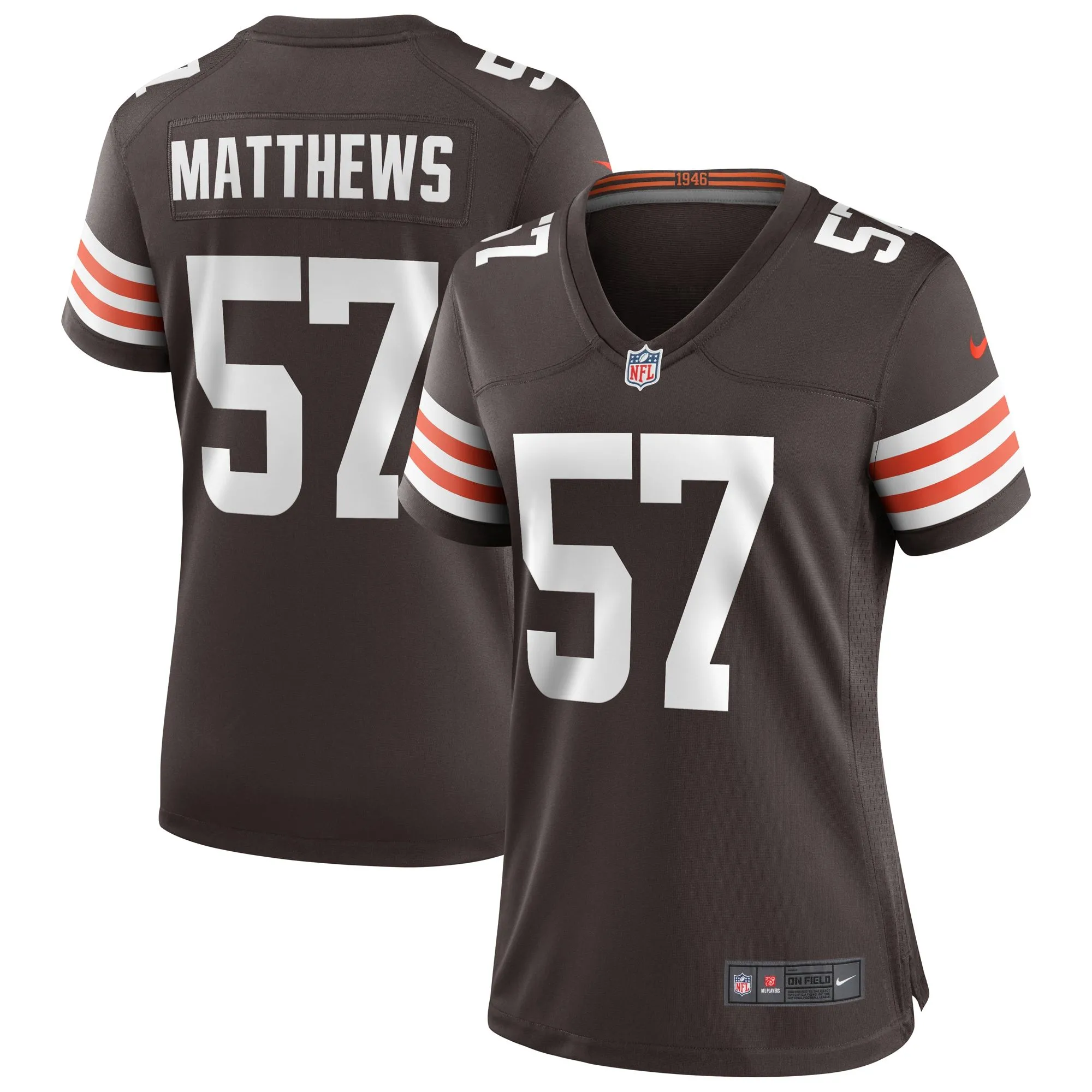 Clay Matthews Cleveland Browns  Women's Game Retired Player Jersey - Brown