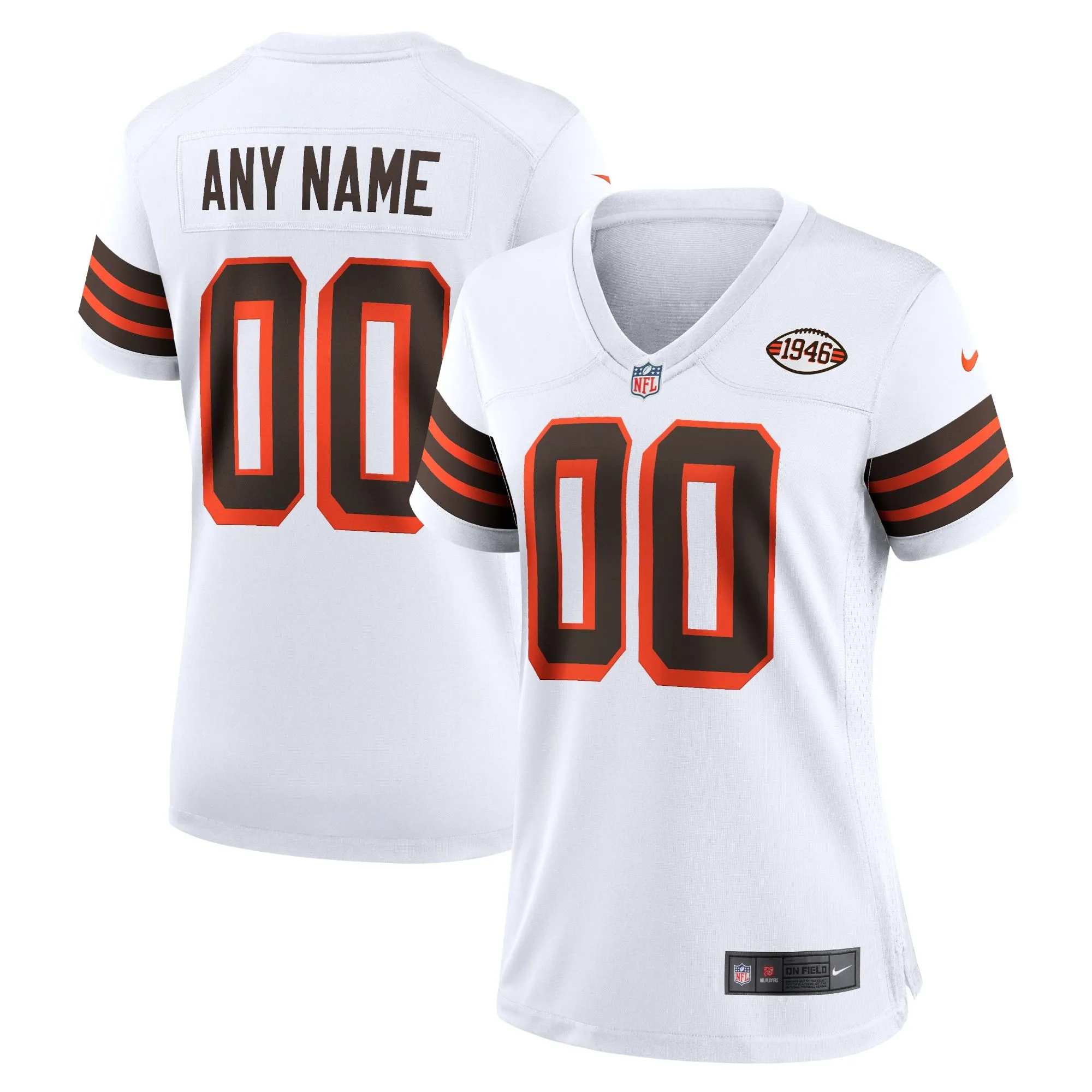 Cleveland Browns  Women's 1946 Collection Alternate Custom Jersey - White