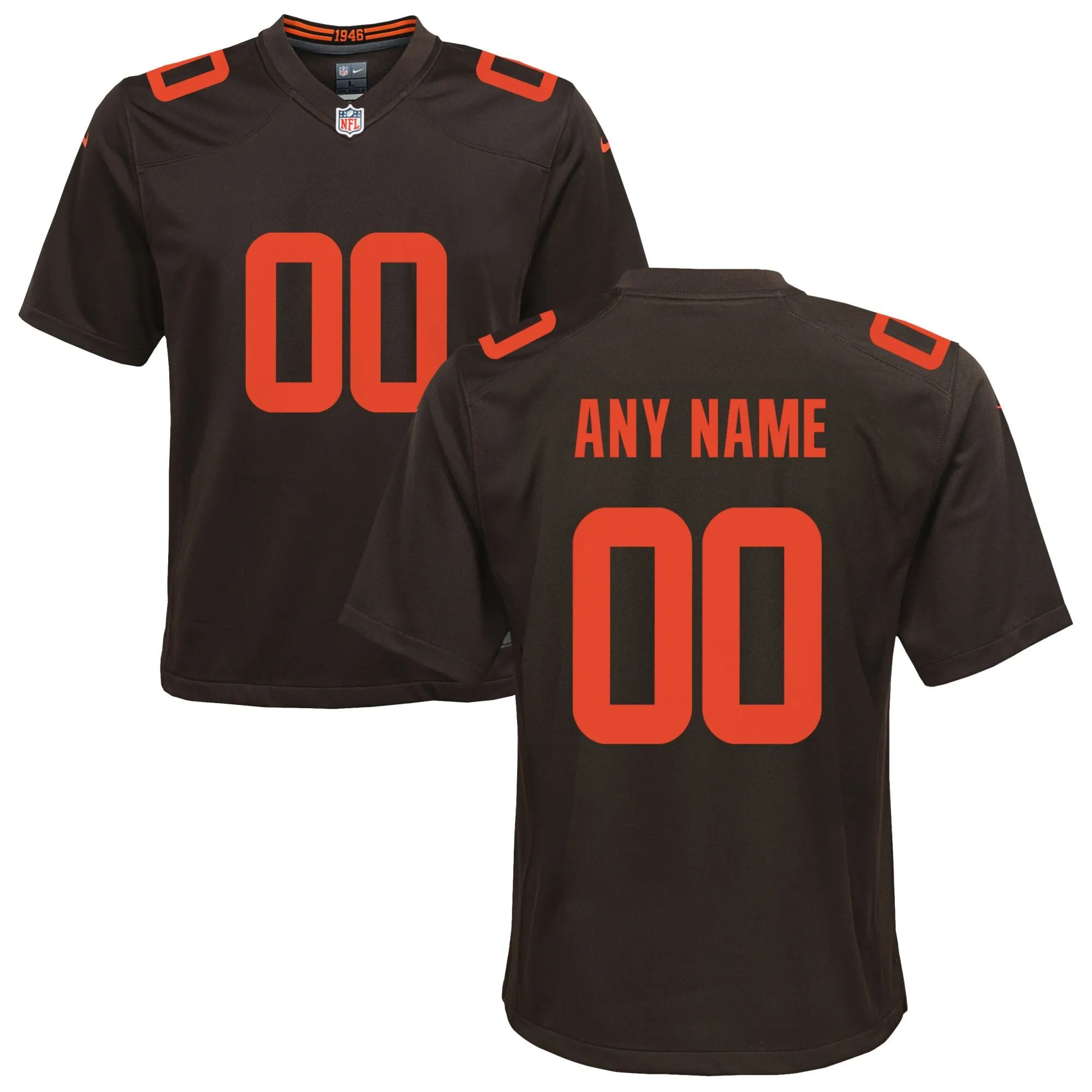 Cleveland Browns  Youth Alternate Custom Game Jersey - Brown