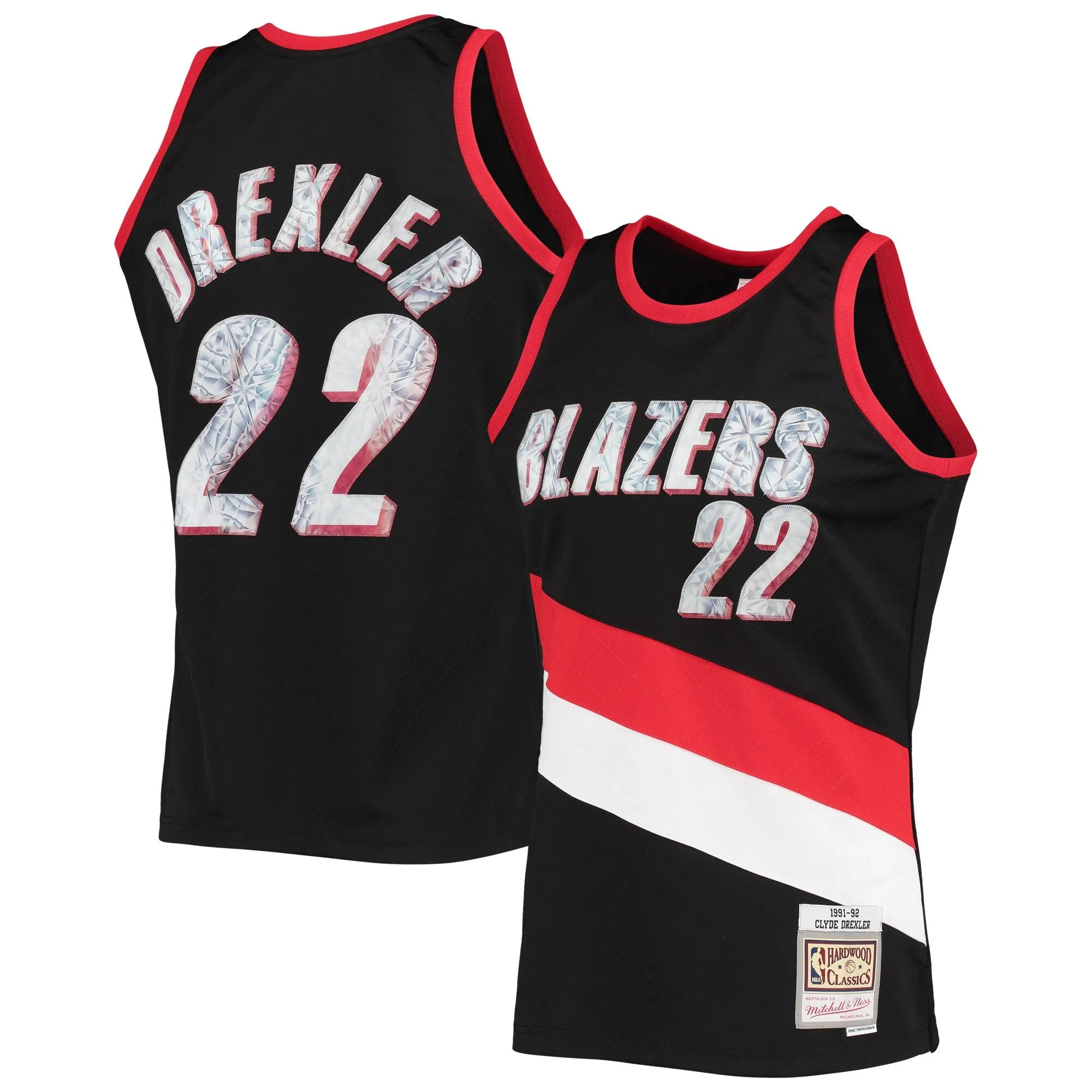 Clyde Drexler Portland Trail Blazers Mitchell & Ness 1991/92 Hardwood Classics NBA 75th Anniversary Diamond Swingman Jersey - Black