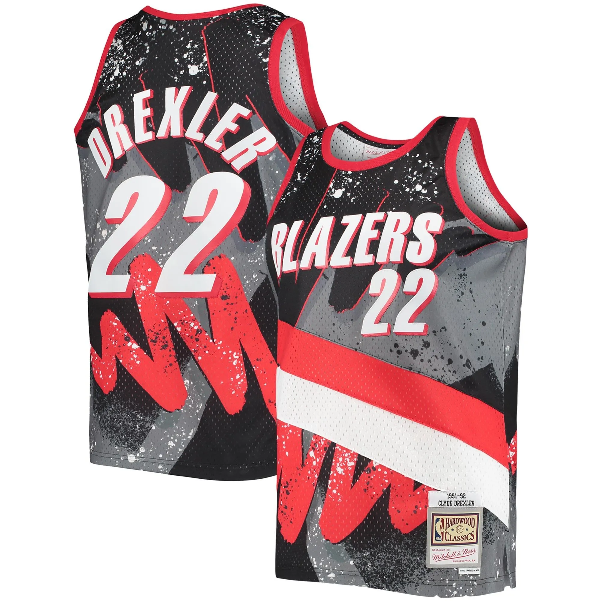 Clyde Drexler Portland Trail Blazers Mitchell & Ness Hardwood Classics 1991/92 Hyper Hoops Swingman Jersey - Black