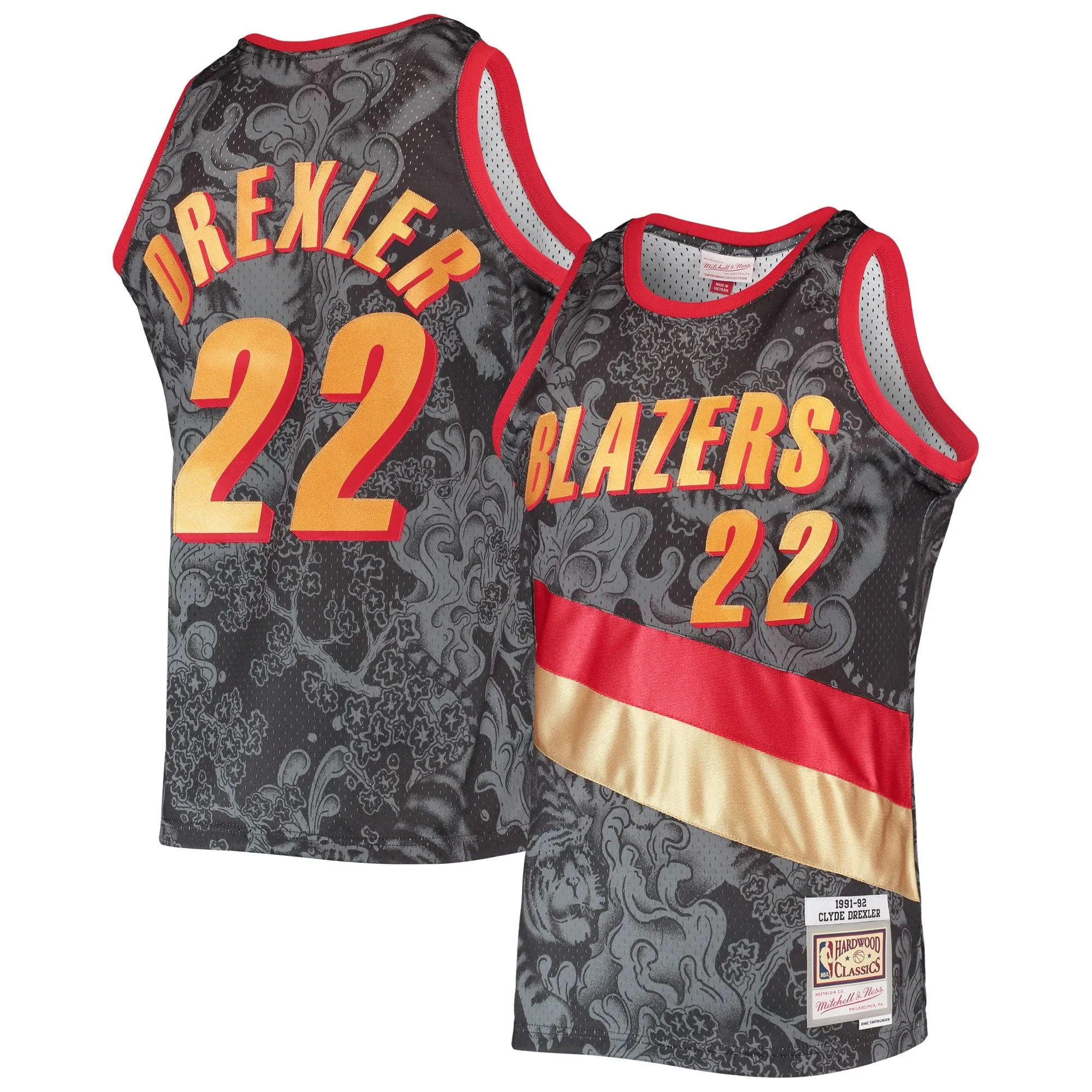 Clyde Drexler Portland Trail Blazers Mitchell & Ness Hardwood Classics 1991/92 Lunar New Year Swingman Jersey - Black