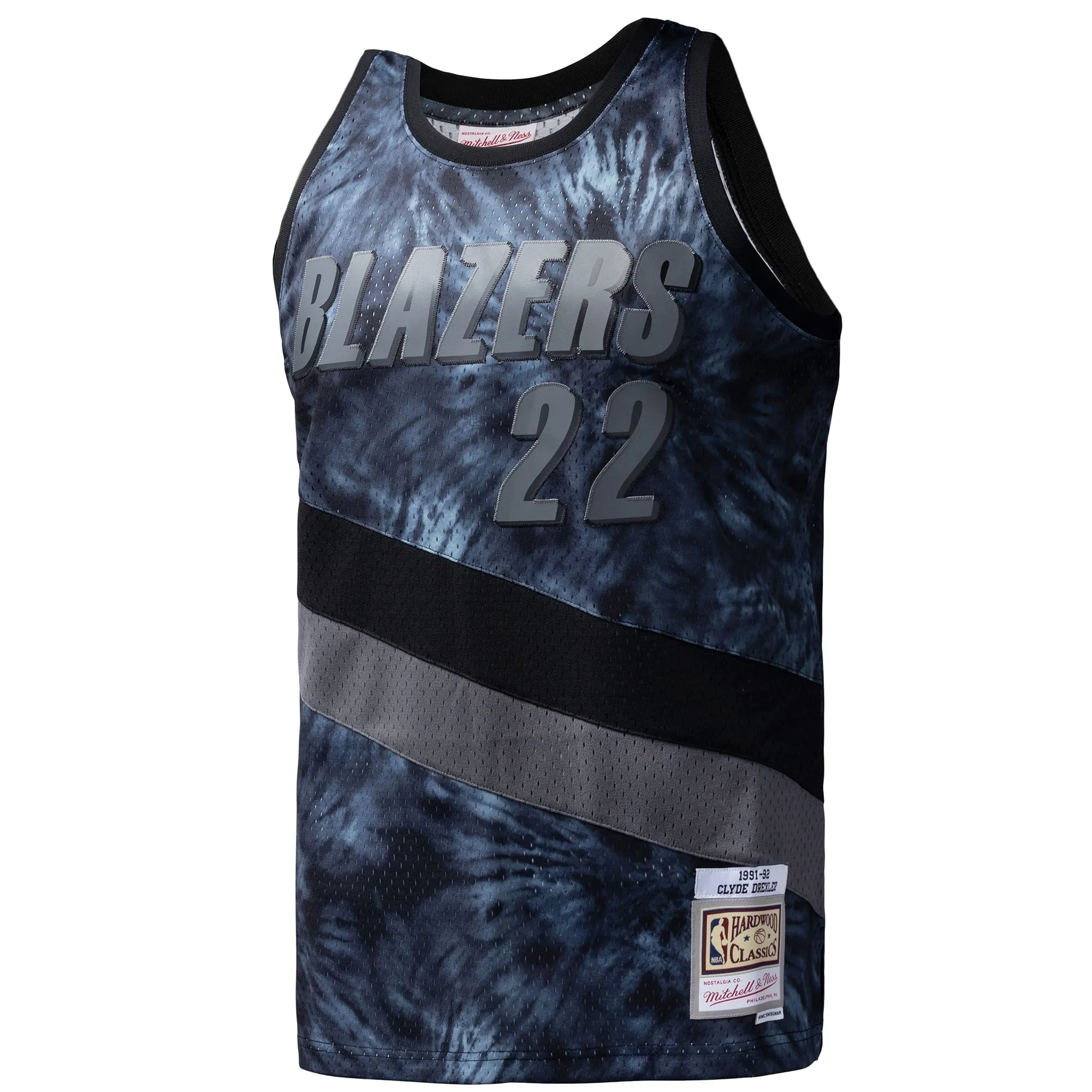 Clyde Drexler Portland Trail Blazers Mitchell & Ness Hardwood Classics 1991/92 Tie-Dye Swingman Jersey - Black