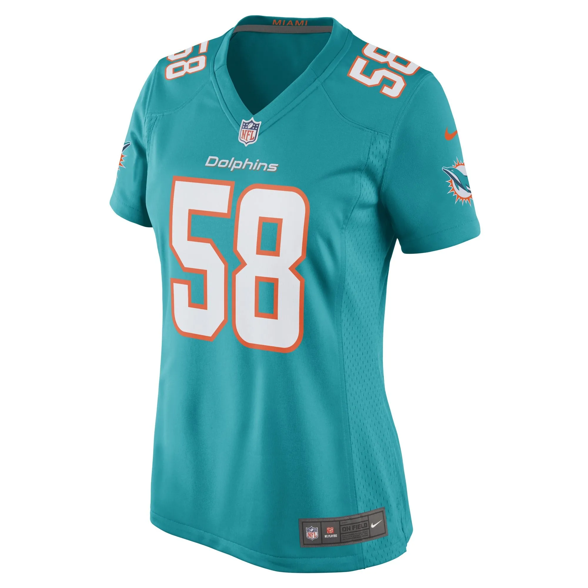 Connor Williams Miami Dolphins  Women's Game Player Jersey - Aqua