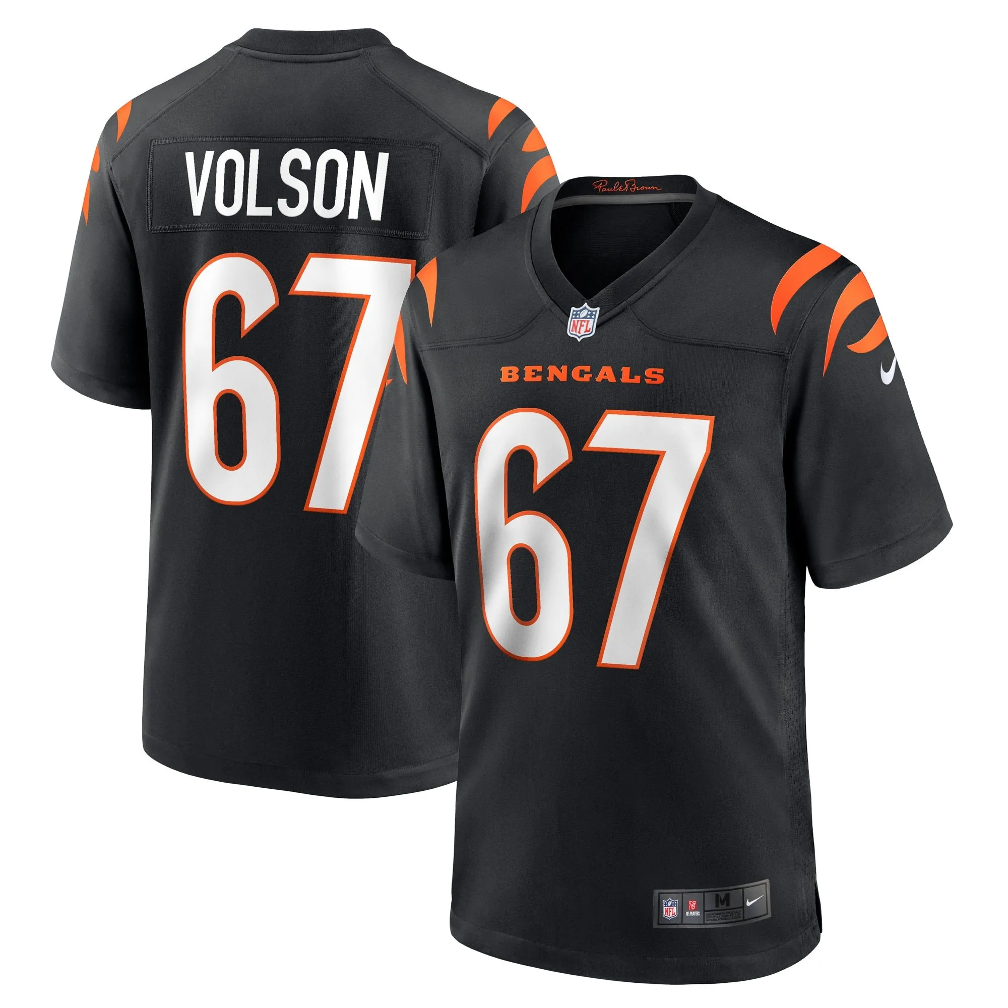 Cordell Volson Cincinnati Bengals  Game Player Jersey - Black