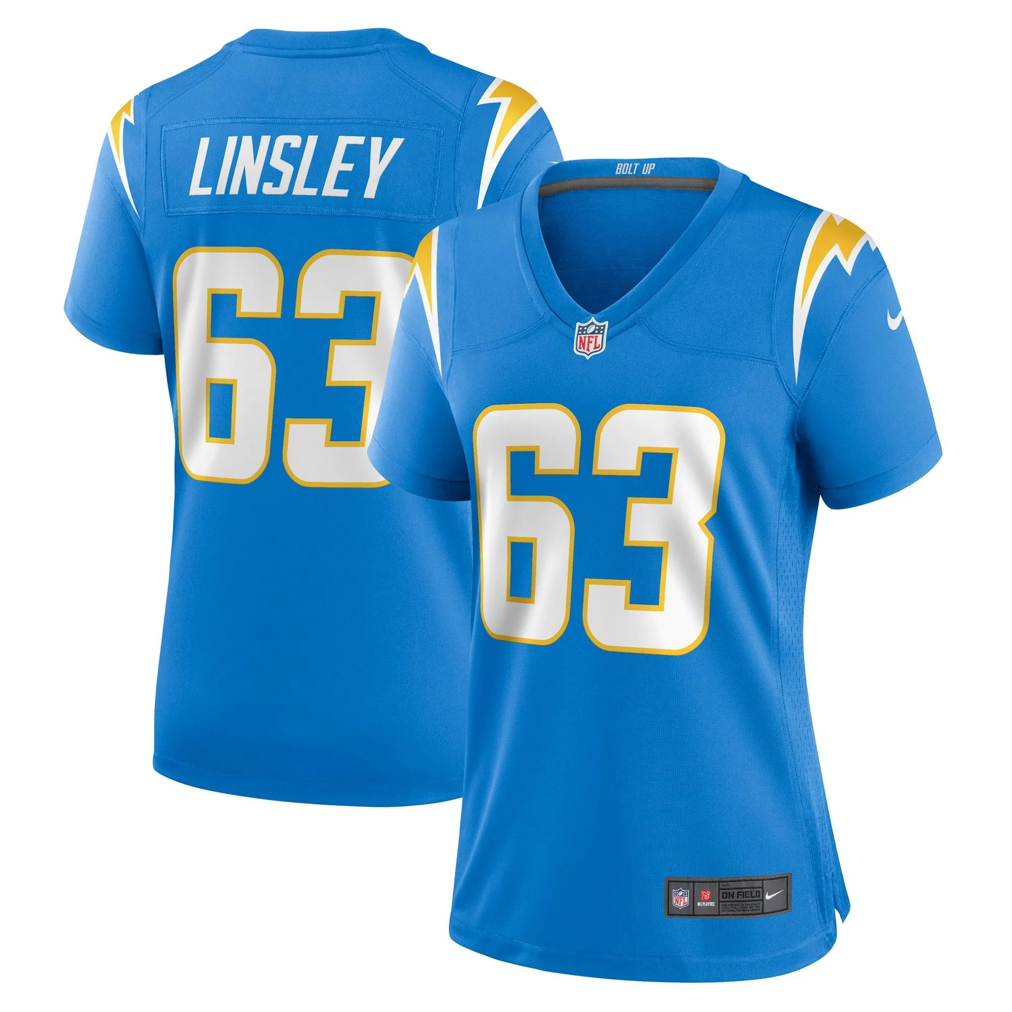 Corey Linsley Los Angeles Chargers  Women's Game Player Jersey - Powder Blue