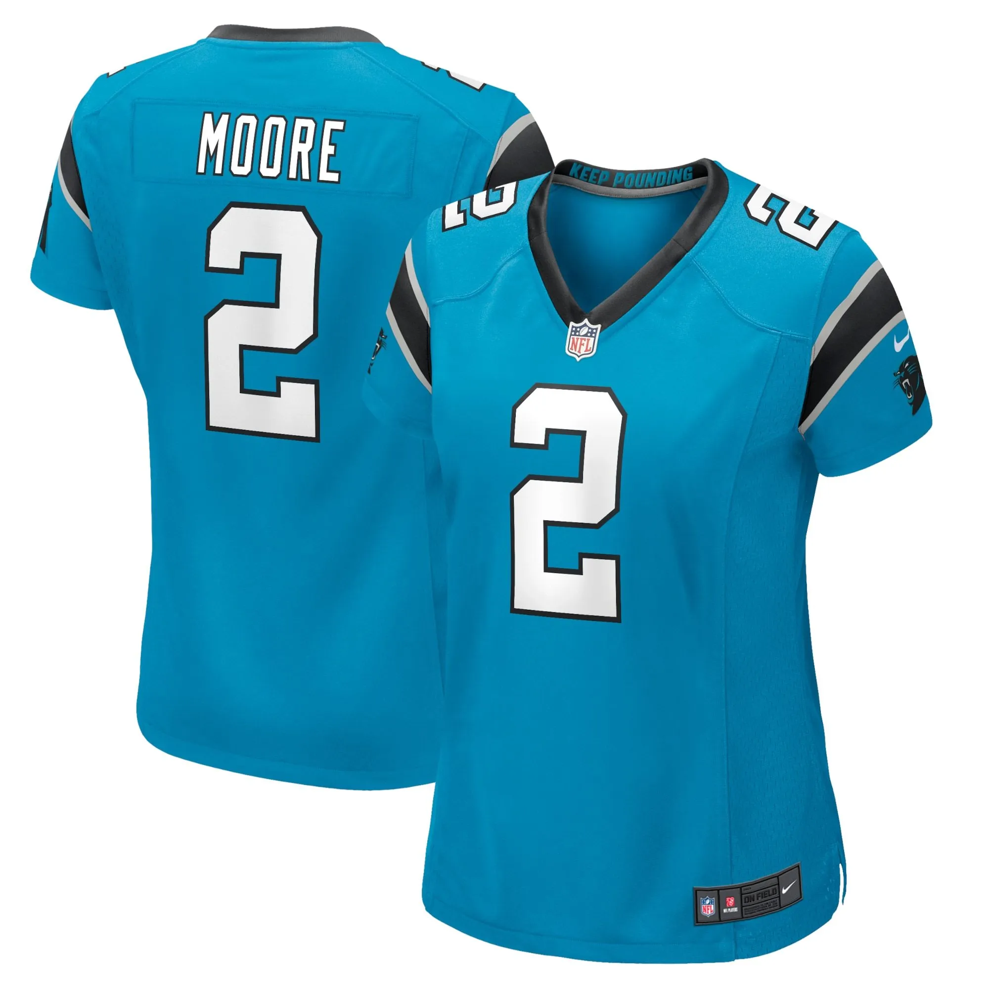 D.J. Moore Carolina Panthers  Women's Game Jersey - Blue