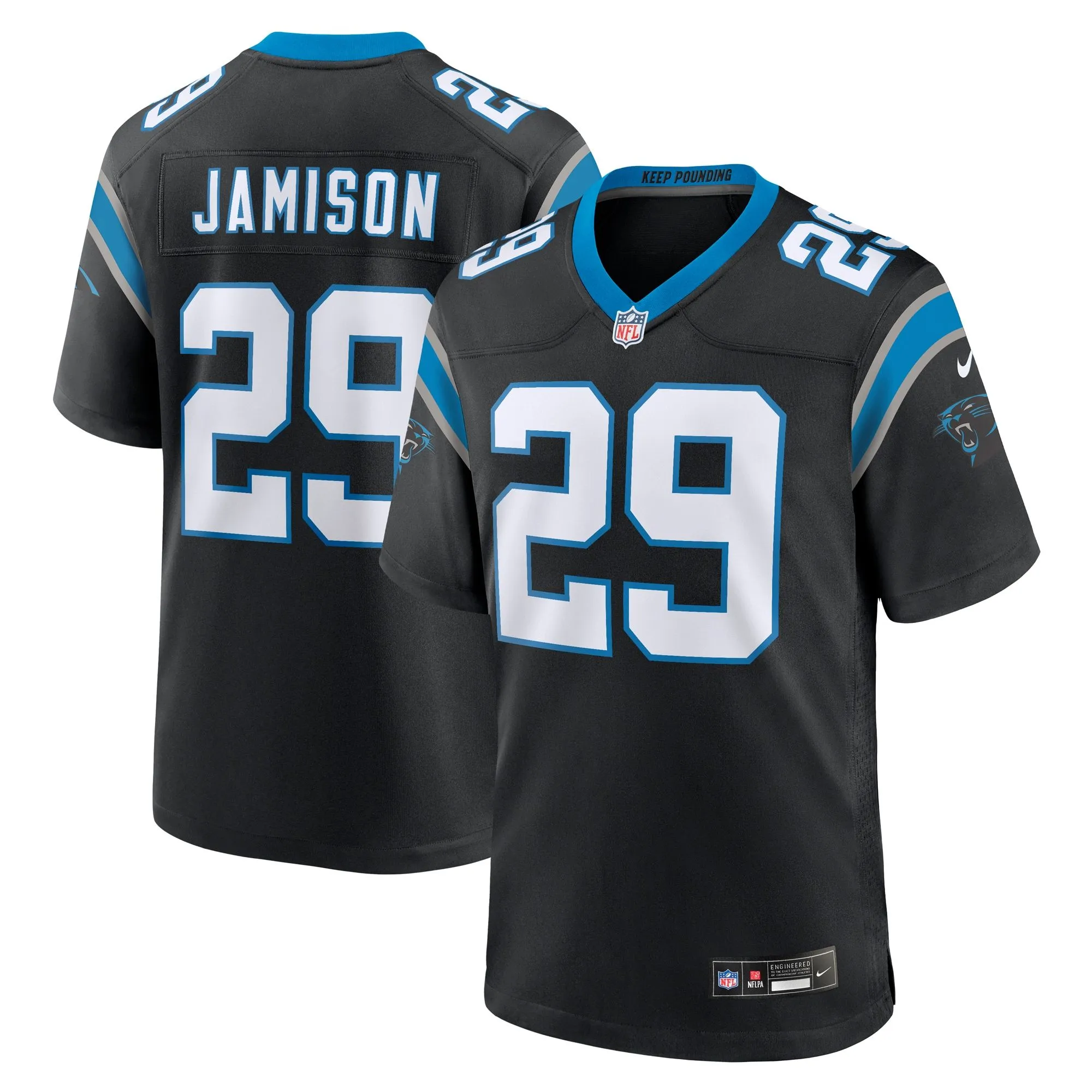 D'Shawn Jamison Carolina Panthers  Team Game Jersey -  Black