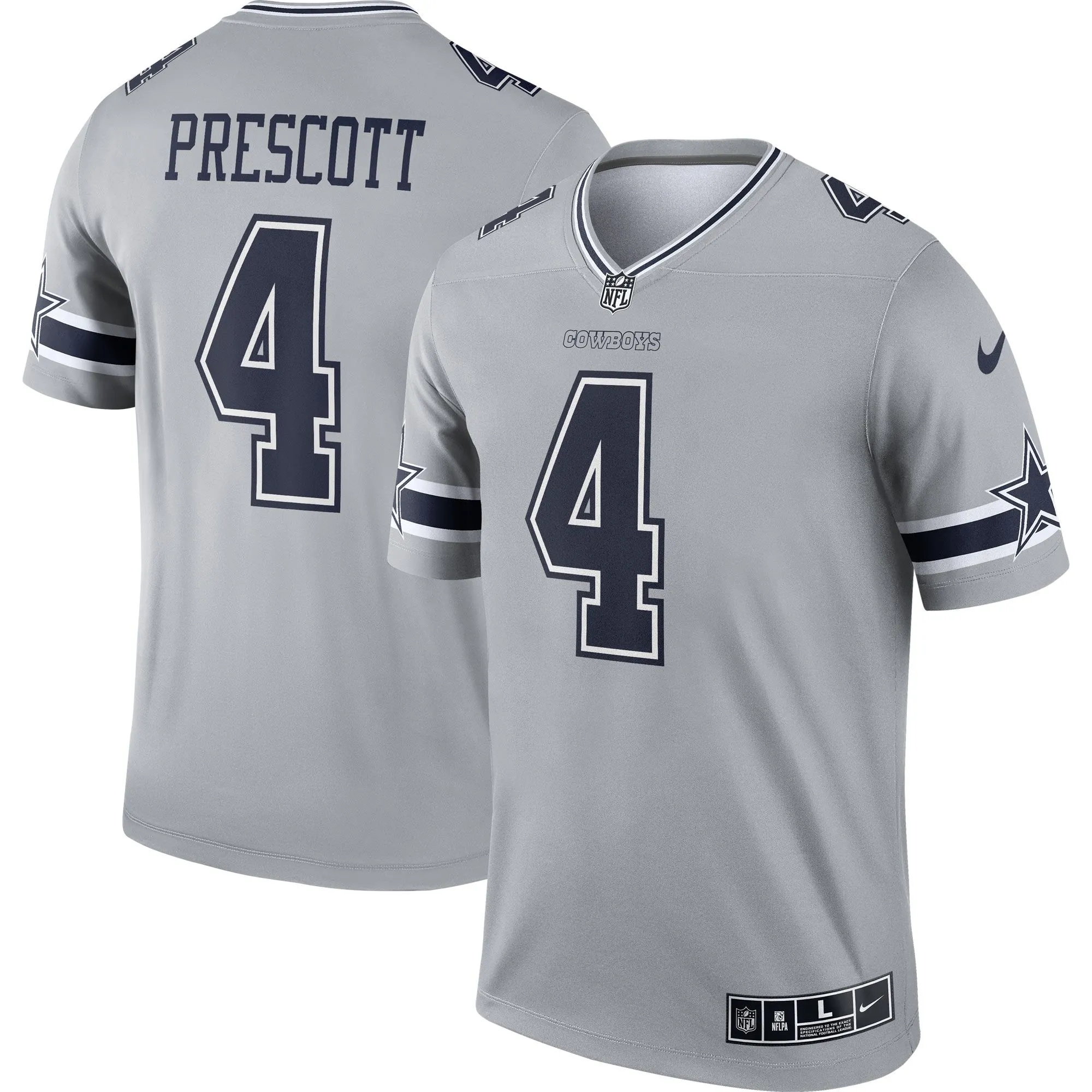 Dak Prescott Dallas Cowboys  Inverted Legend Jersey - Gray