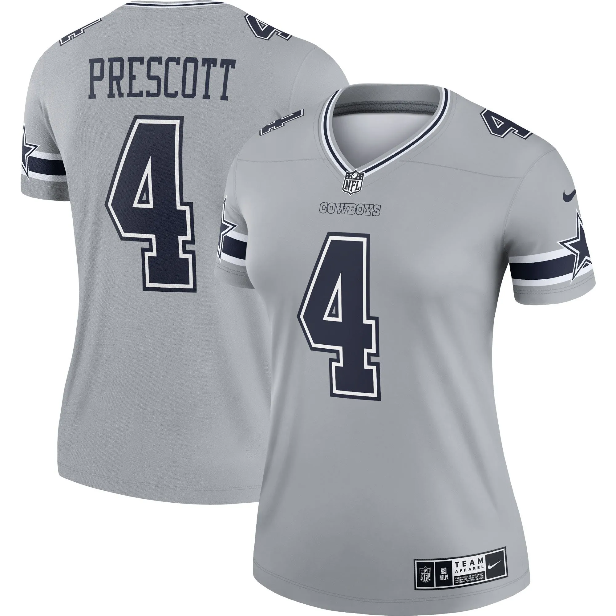 Dak Prescott Dallas Cowboys  Women's Inverted Legend Jersey - Gray