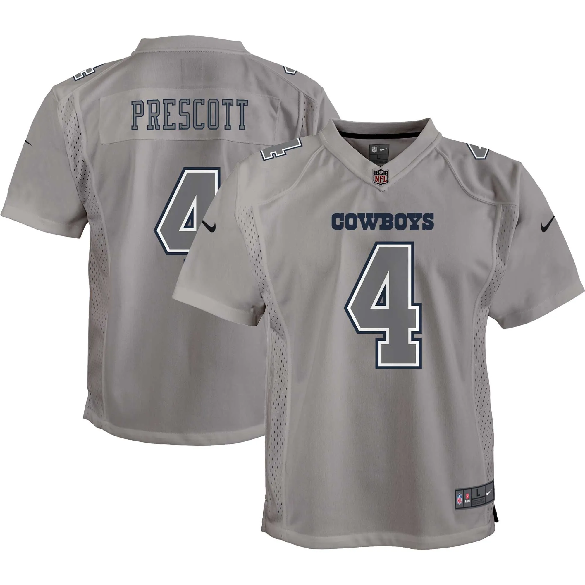 Dak Prescott Dallas Cowboys  Youth Atmosphere Game Jersey - Gray