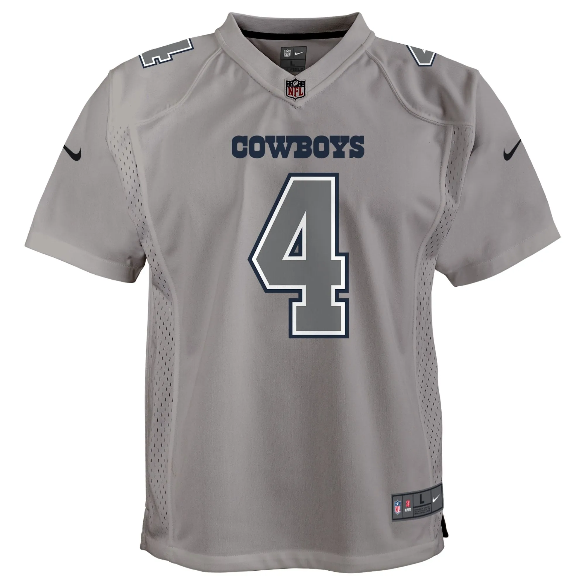 Dak Prescott Dallas Cowboys  Youth Atmosphere Game Jersey - Gray