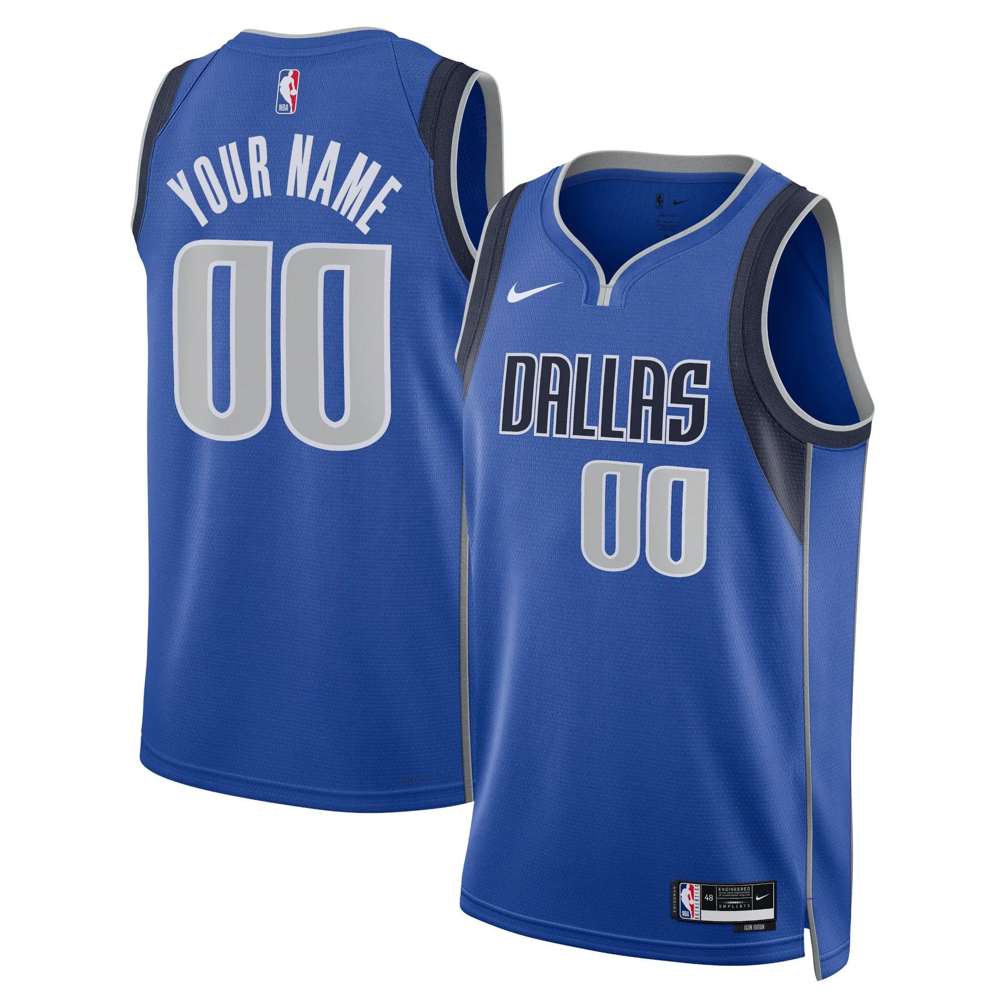 Dallas Mavericks  Unisex Swingman Custom Jersey Blue - Icon Edition