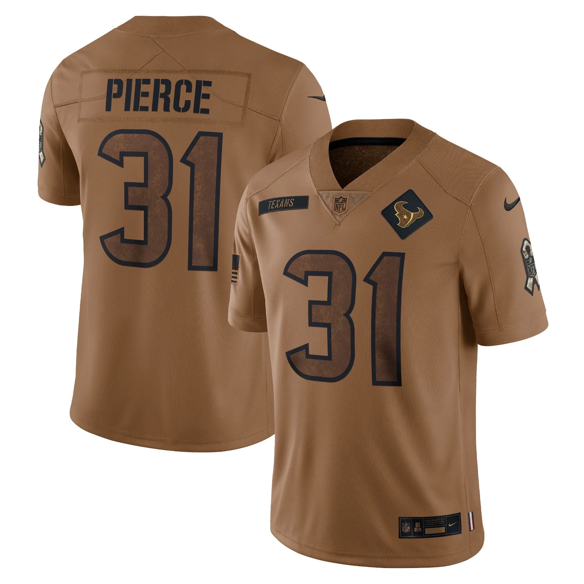 Dameon Pierce Houston Texans  2023 Salute To Service Limited Jersey - Brown