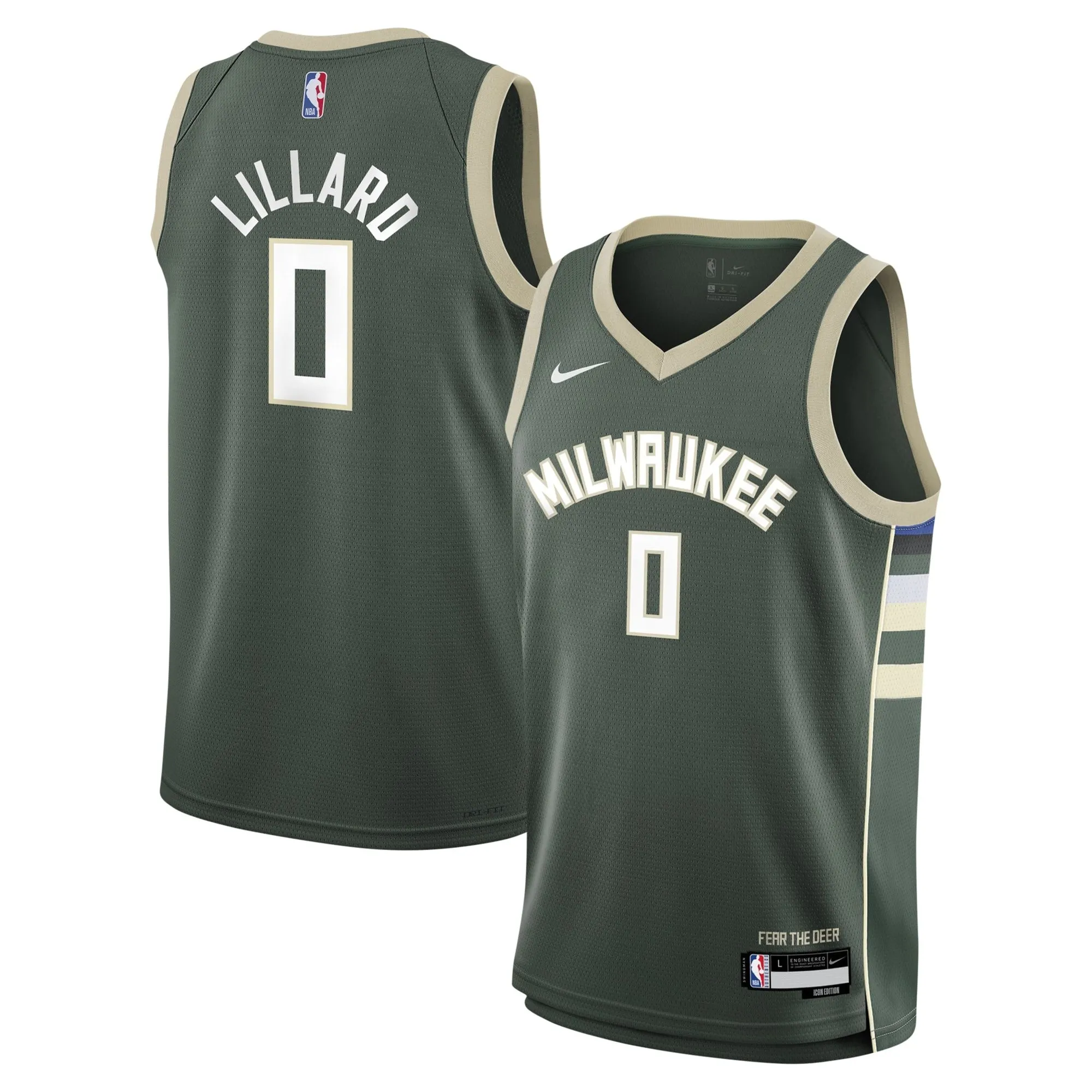 Damian Lillard Milwaukee Bucks  Youth Swingman Jersey - Icon Edition - Hunter Green