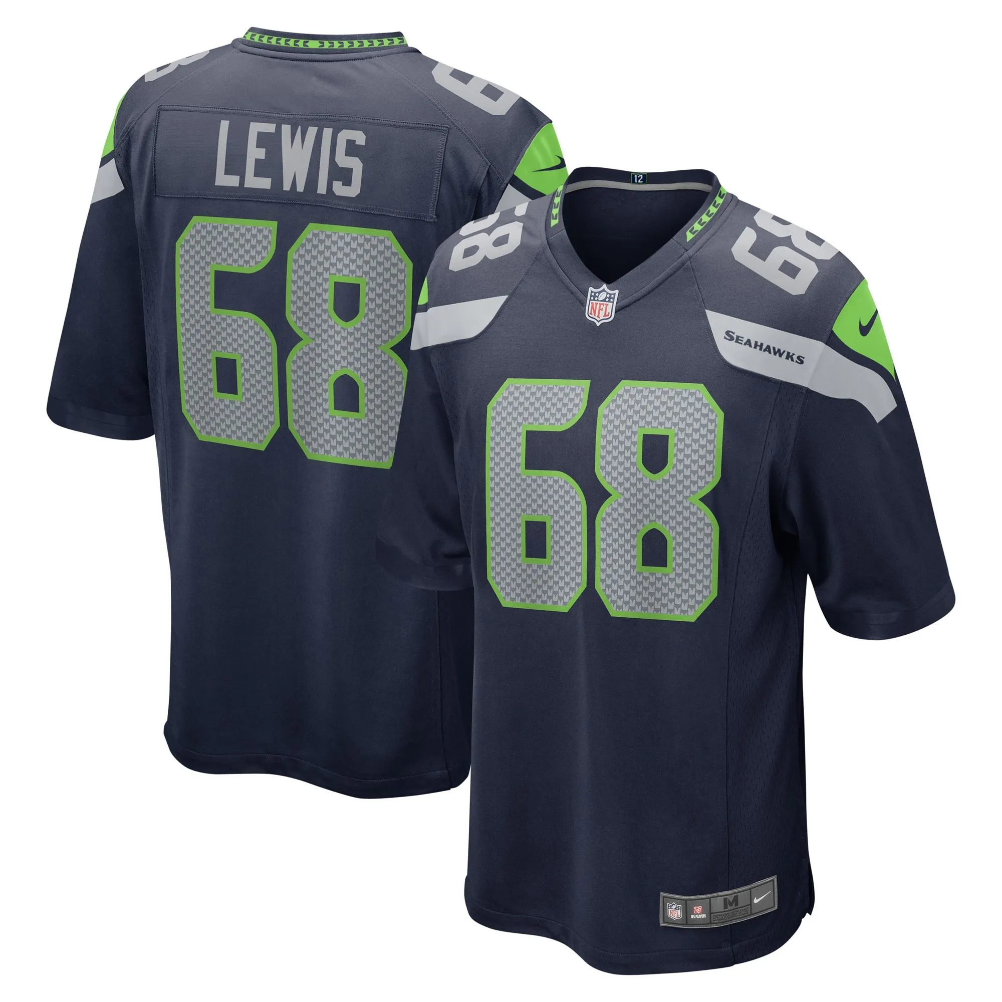 Damien Lewis Seattle Seahawks  Game Jersey - College Navy