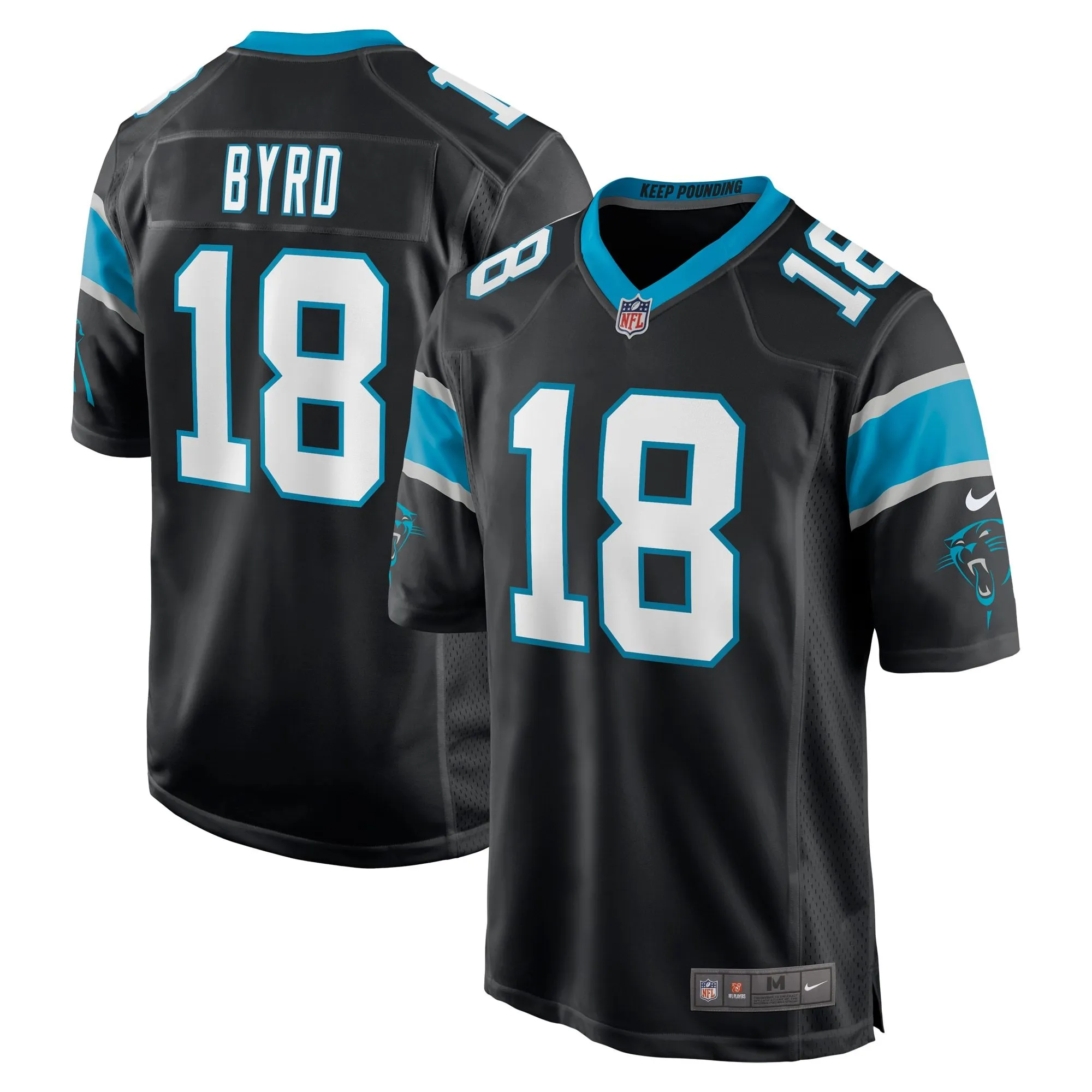 Damiere Byrd Carolina Panthers  Game Player Jersey - Black