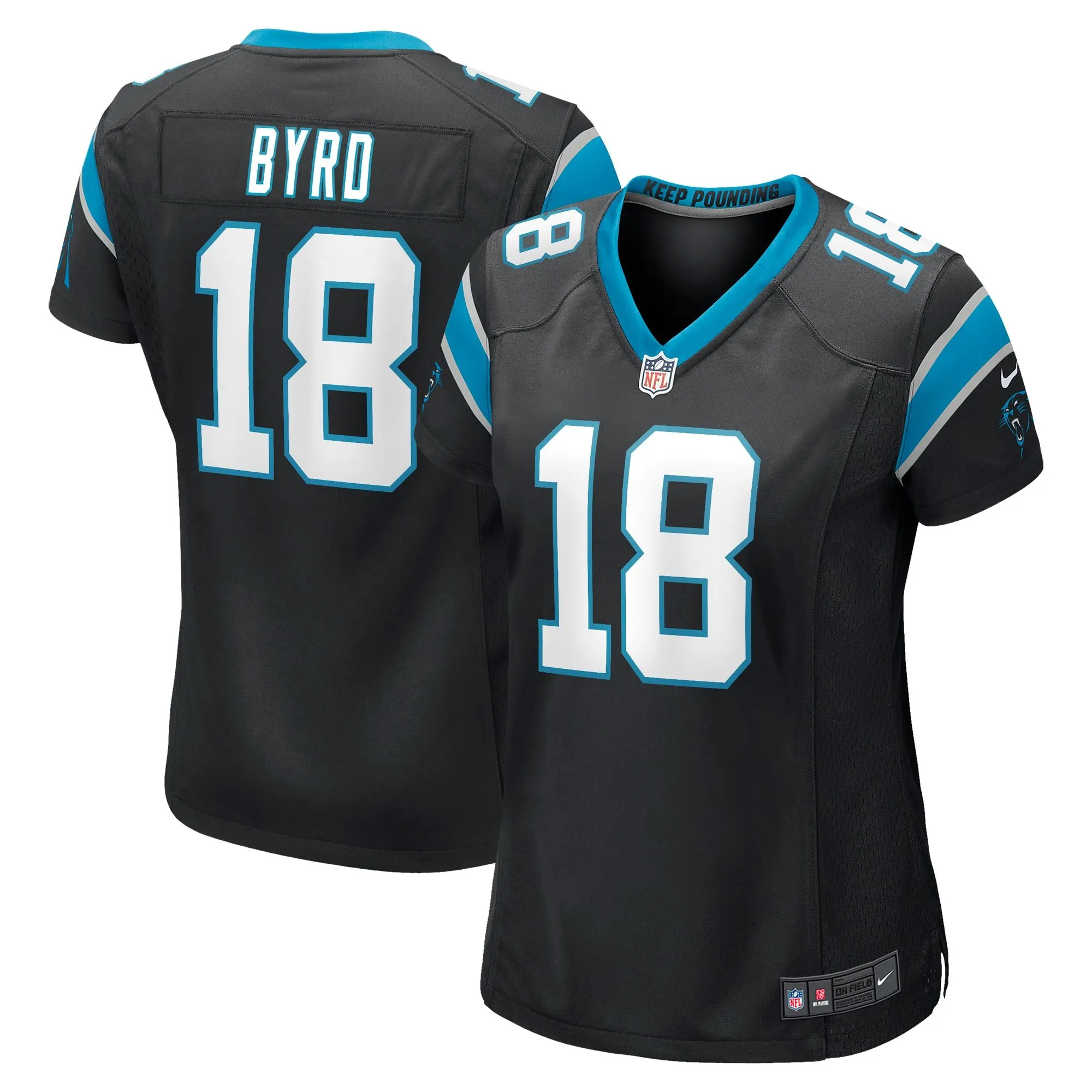 Damiere Byrd Carolina Panthers  Women's Game Player Jersey - Black