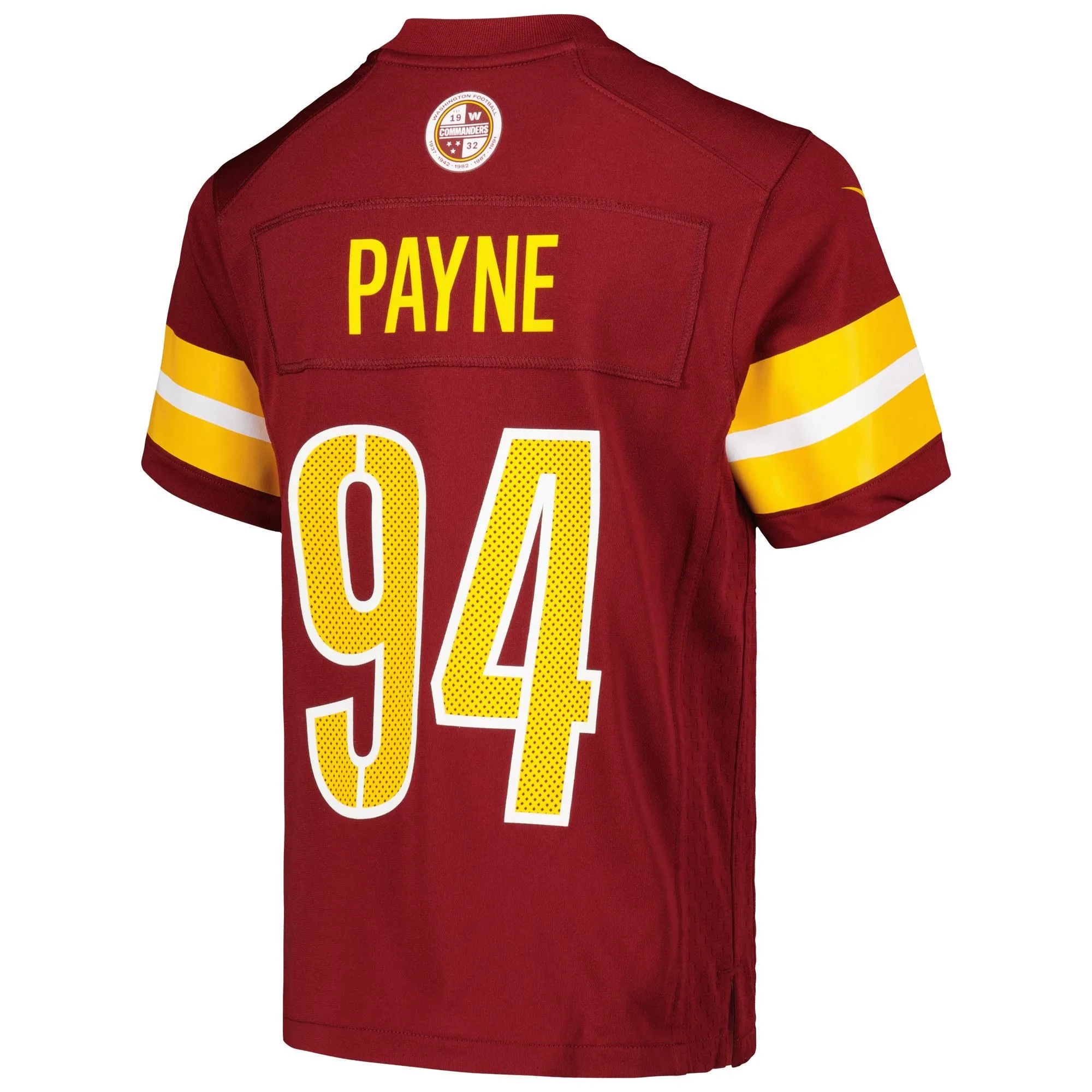 Daron Payne Washington Commanders  Youth Game Jersey - Burgundy