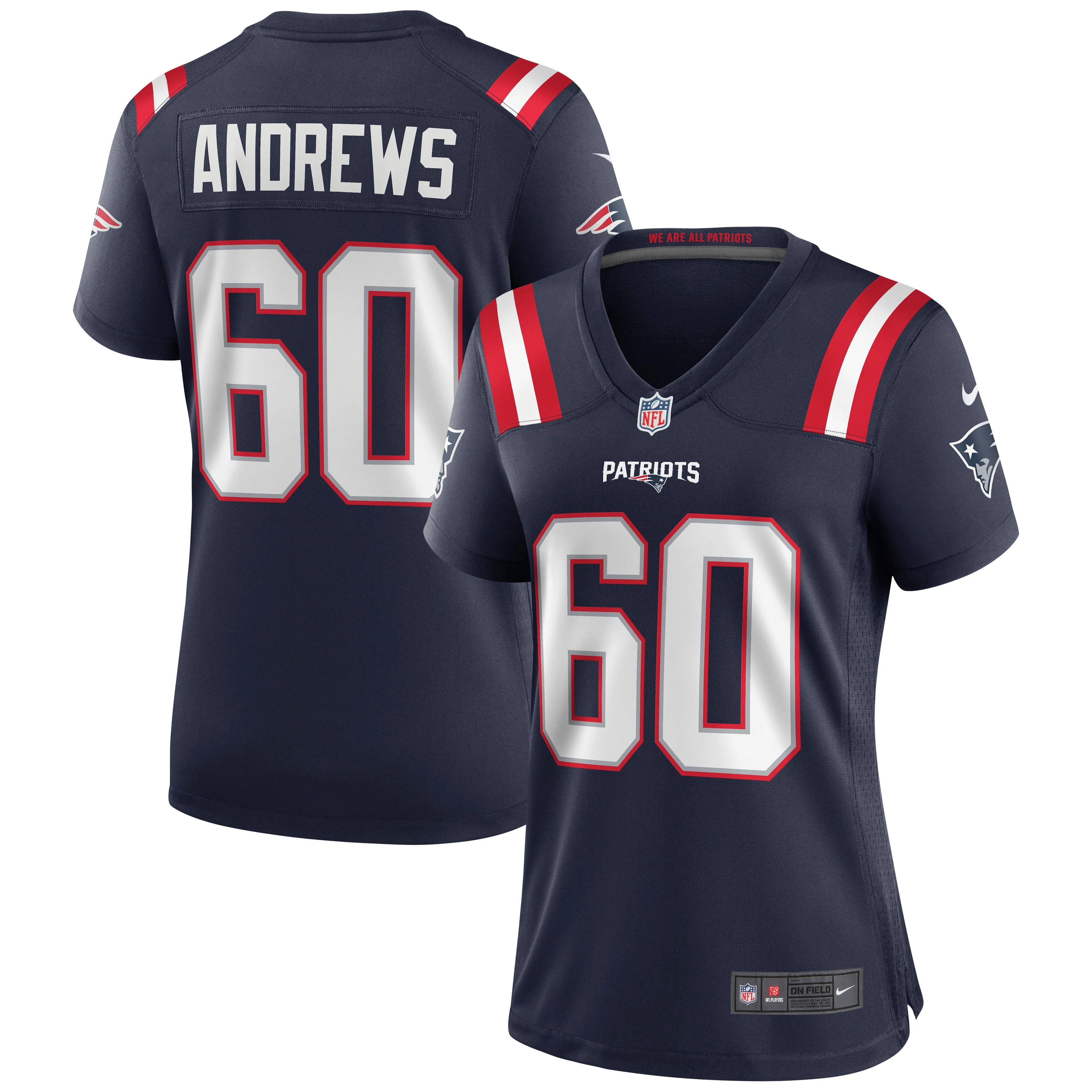 David Andrews New England Patriots  Women's Game Jersey - Navy