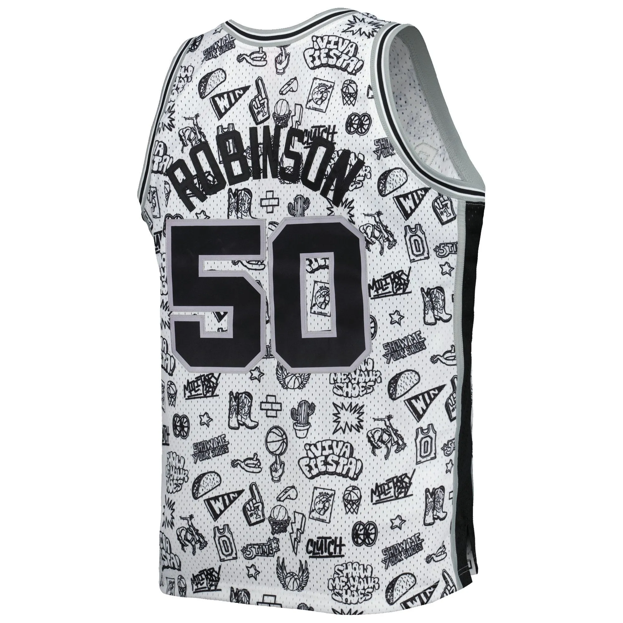 David Robinson San Antonio Spurs Mitchell & Ness 1998/99 Hardwood Classics Doodle Swingman Player Jersey - White