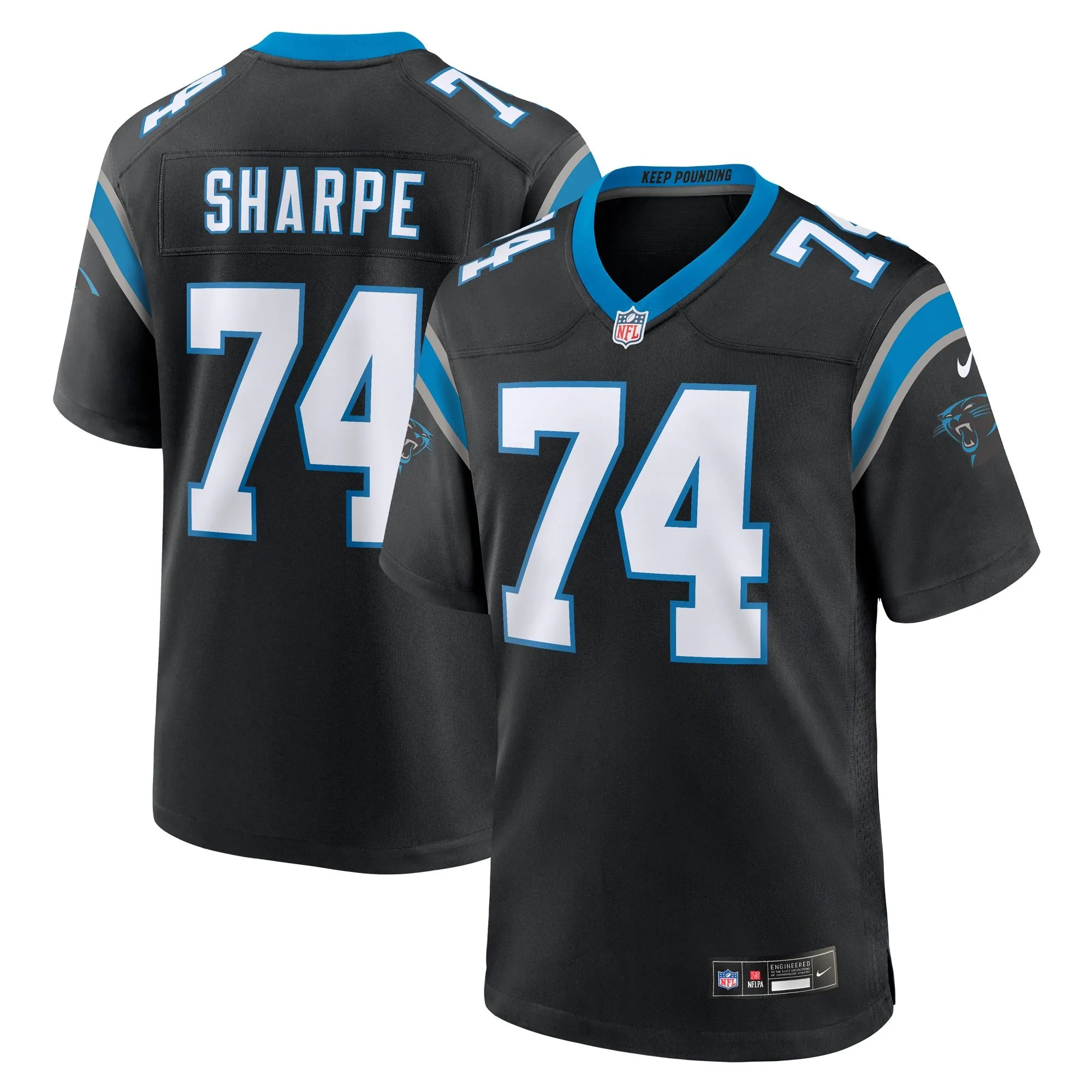 David Sharpe Carolina Panthers  Team Game Jersey -  Black