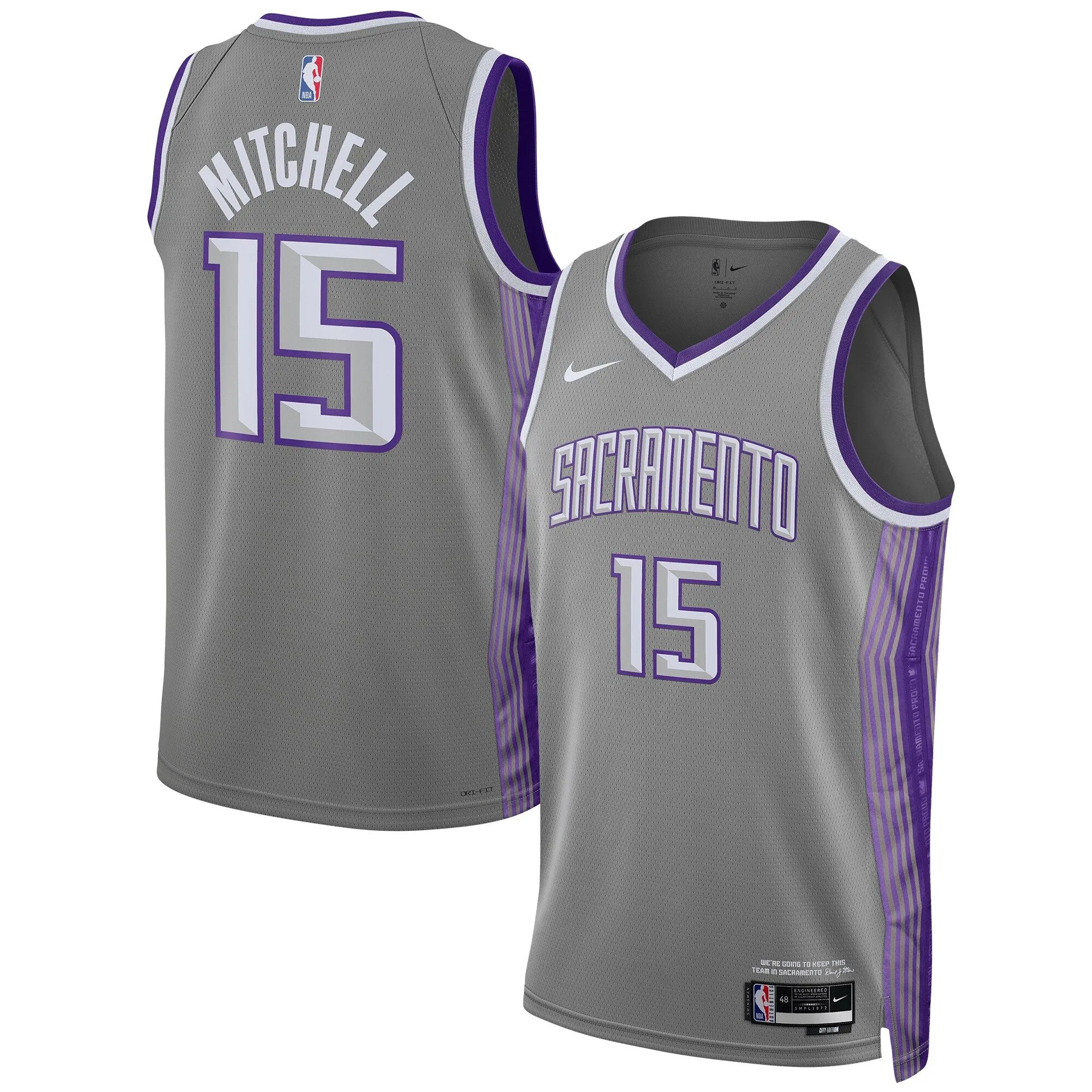 Davion Mitchell Sacramento Kings  Unisex 2022/23 Swingman Jersey - City Edition - Anthracite