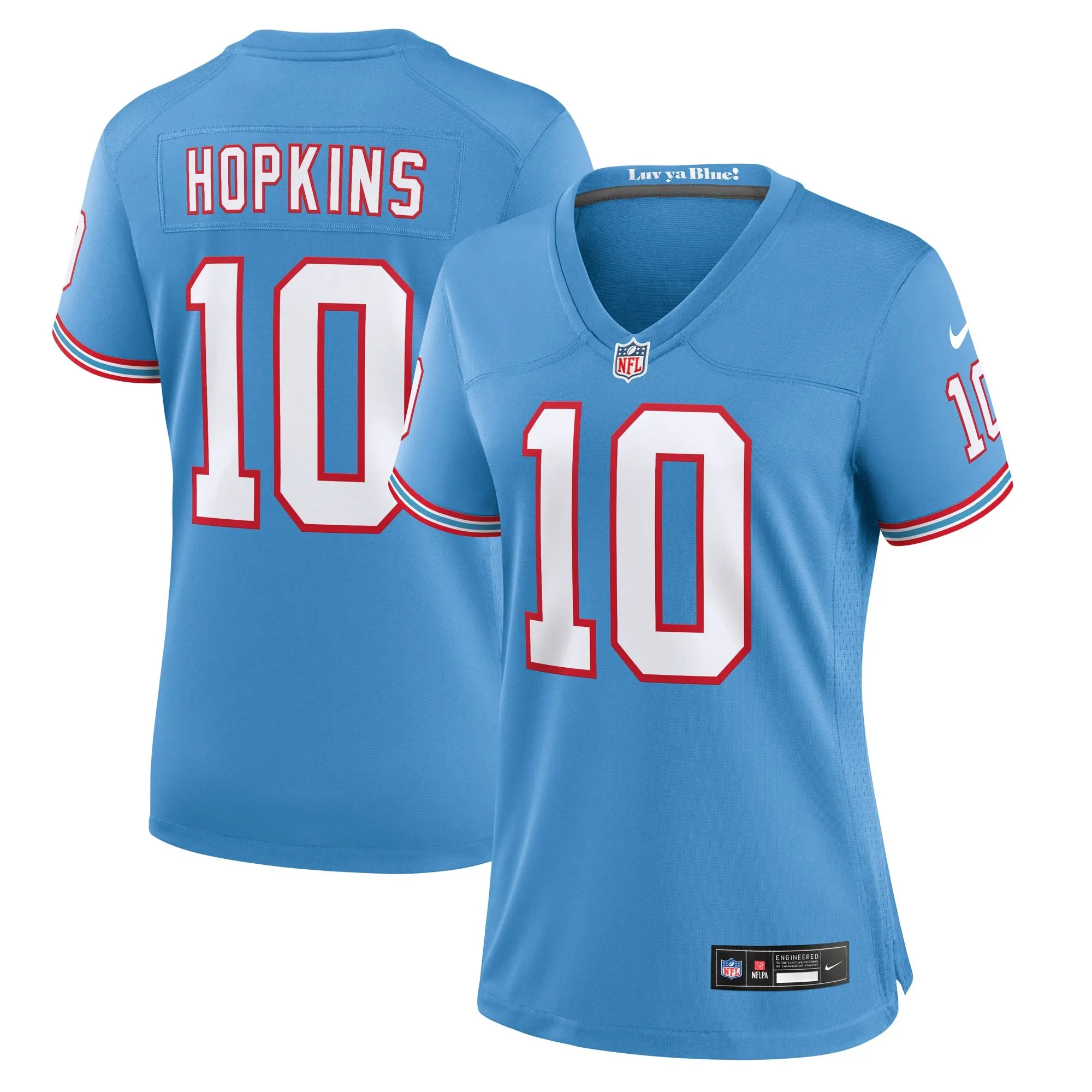 DeAndre Hopkins Tennessee Titans  Women's Oilers Throwback Player Game Jersey - Light Blue