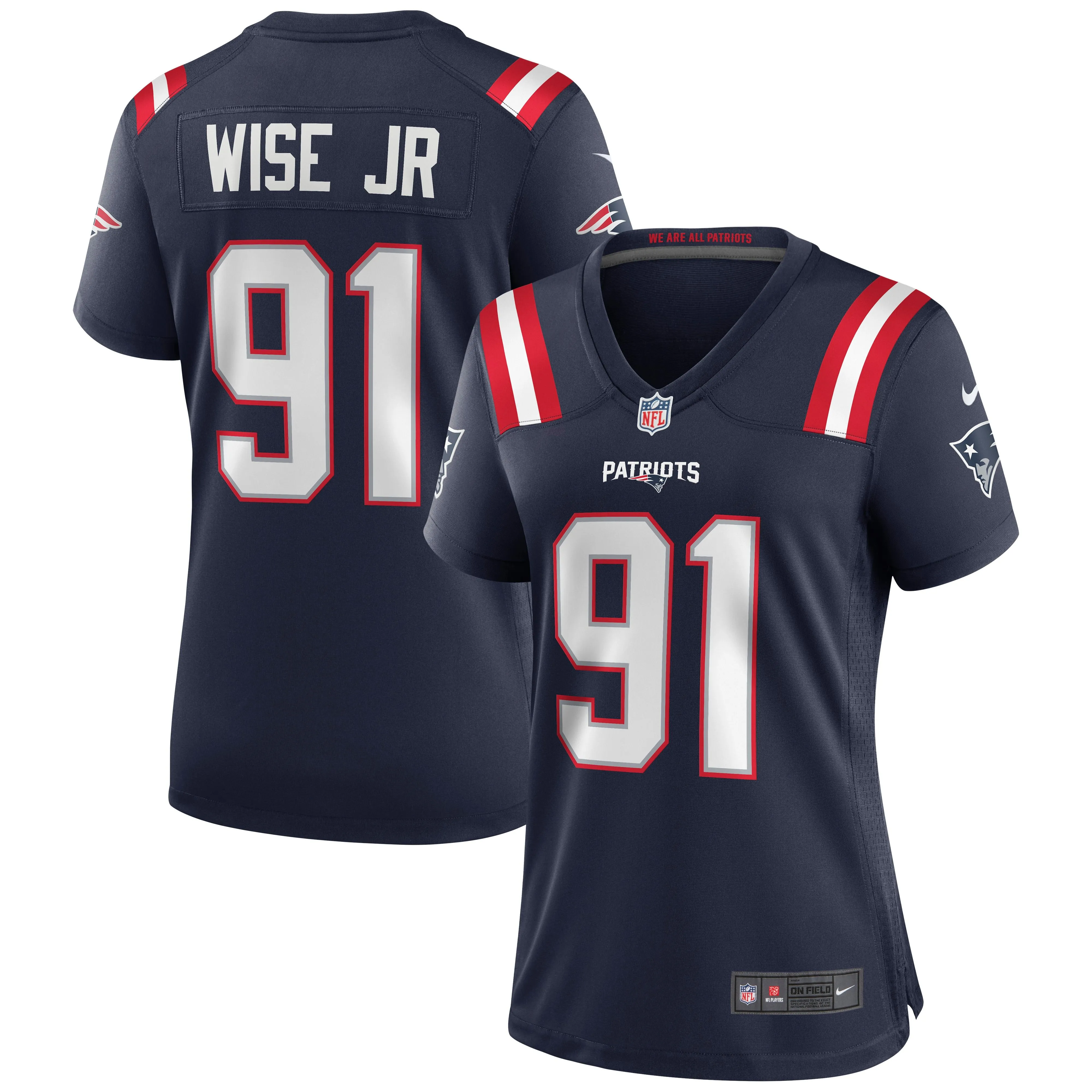 Deatrich Wise Jr. New England Patriots  Women's Game Jersey - Navy