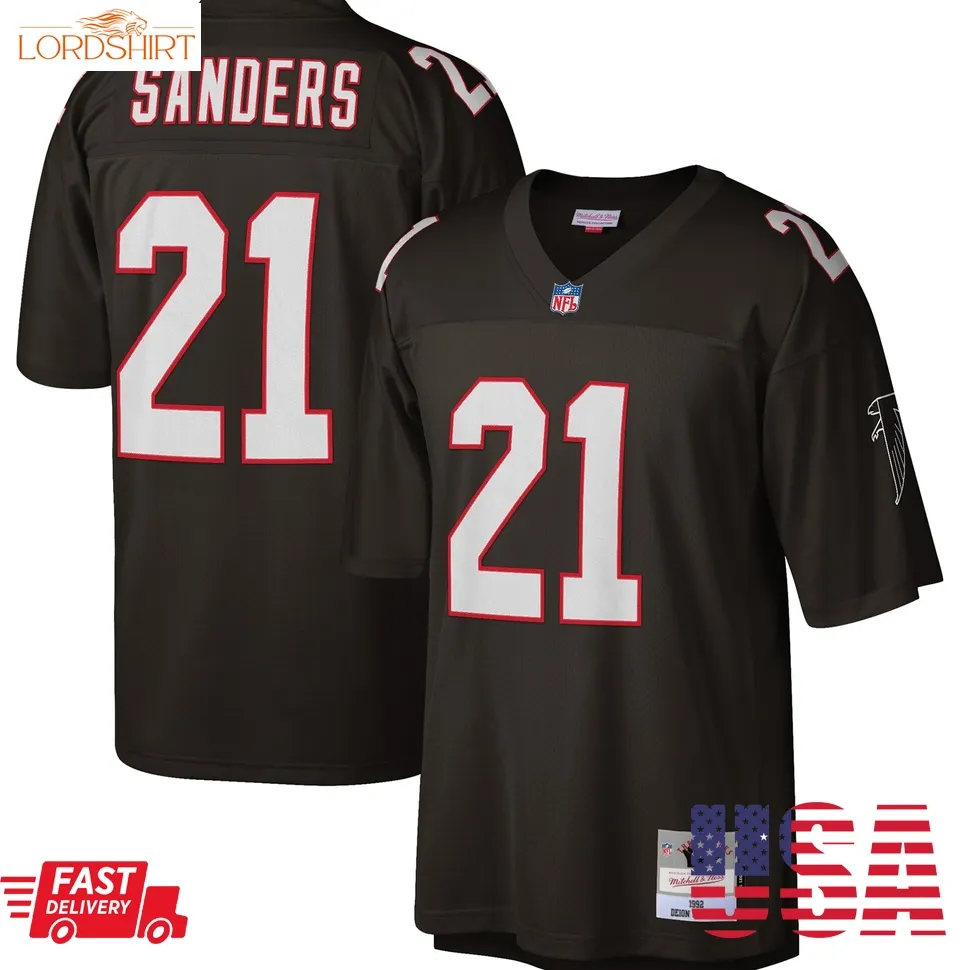 Deion Sanders Atlanta Falcons Mitchell & Ness Big & Tall 1992 Retired Player Replica Jersey   Black